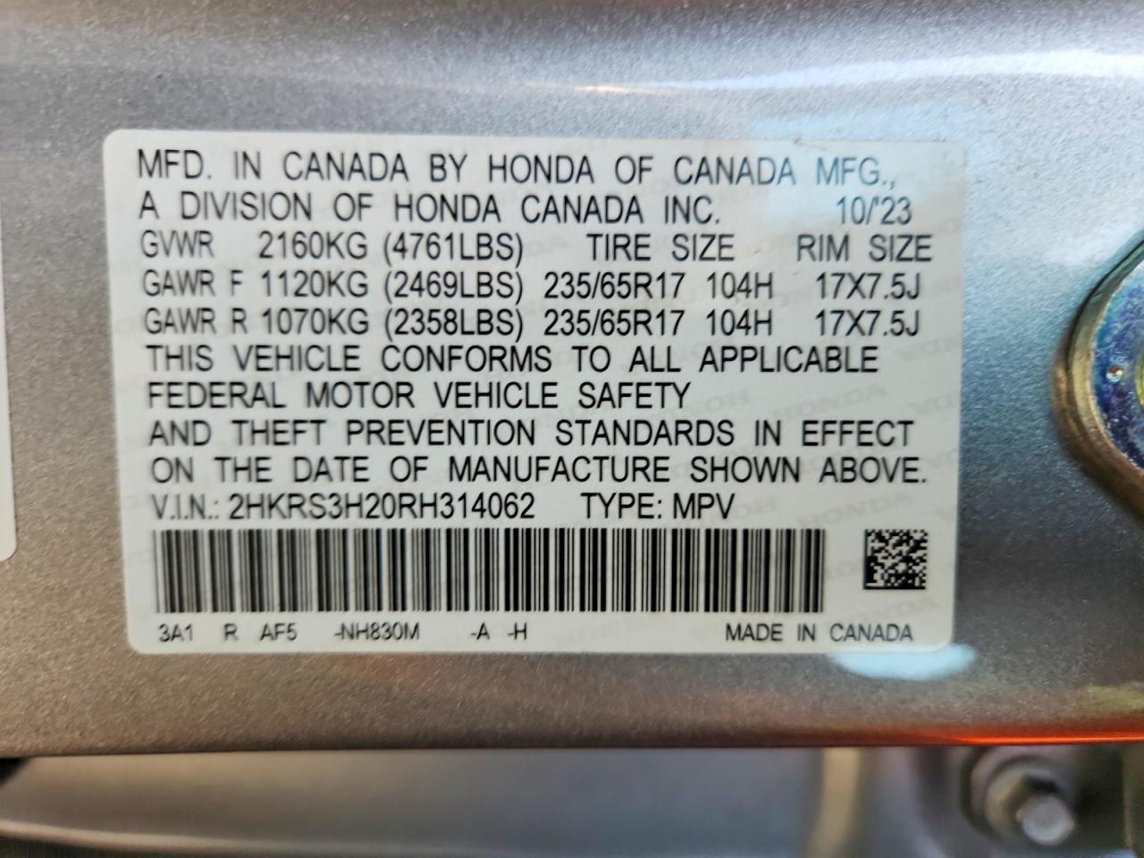 2024 Honda Crv Silver vin: 2HKRS3H20RH314062