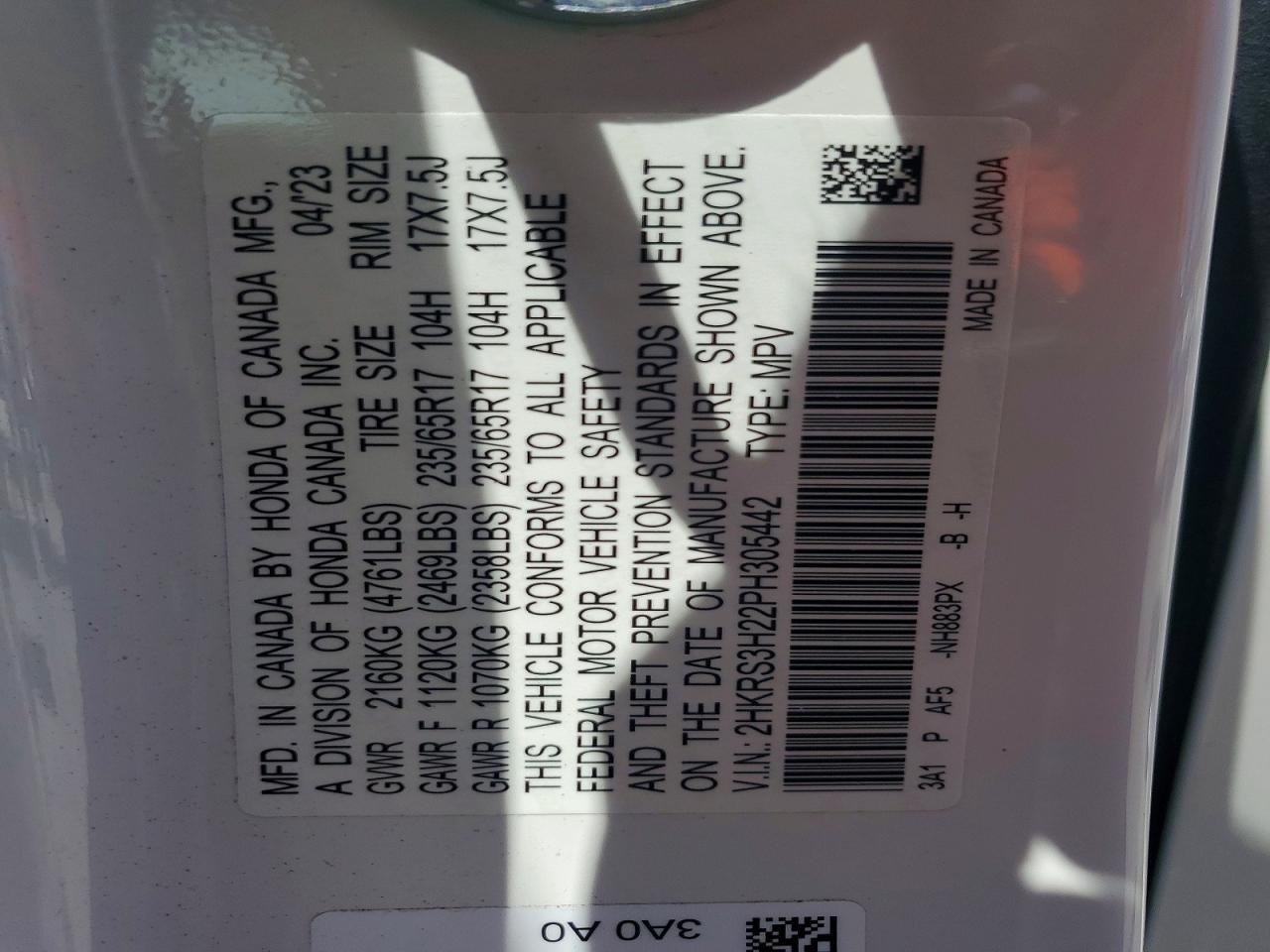 2023 Honda Cr-v Lx White vin: 2HKRS3H22PH305442
