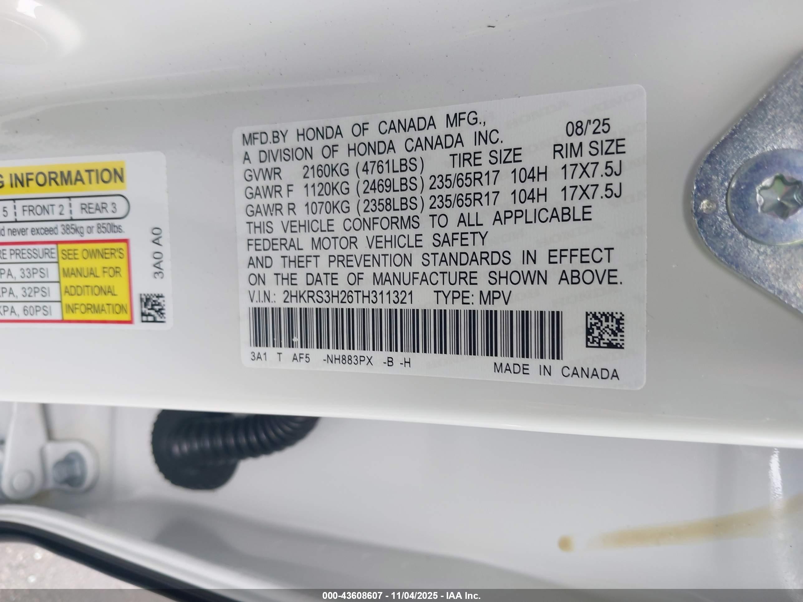 2026 Honda Cr-v Lx 2wd Белый vin: 2HKRS3H26TH311321