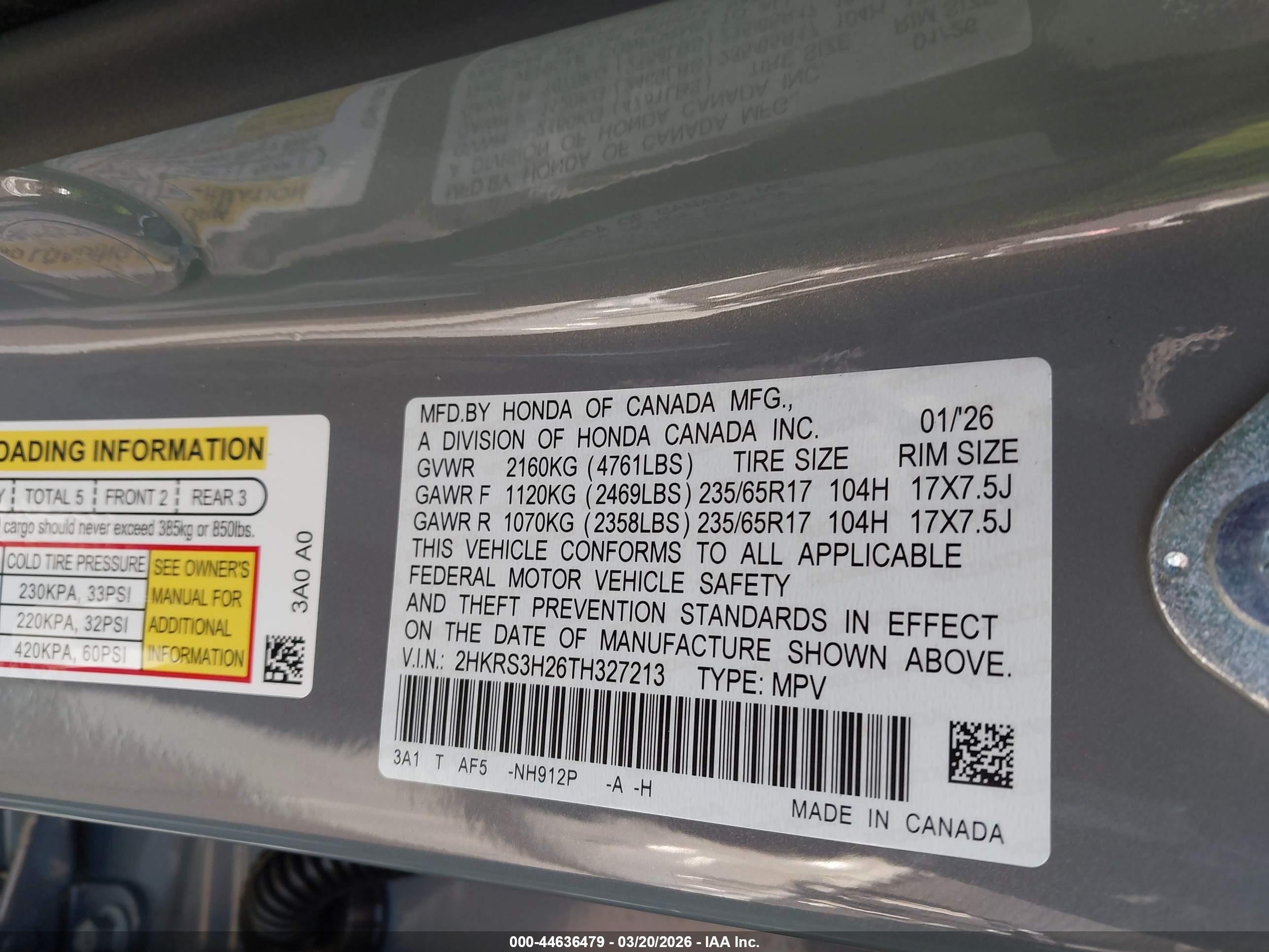 2026 Honda Cr-v Lx 2wd Gray vin: 2HKRS3H26TH327213