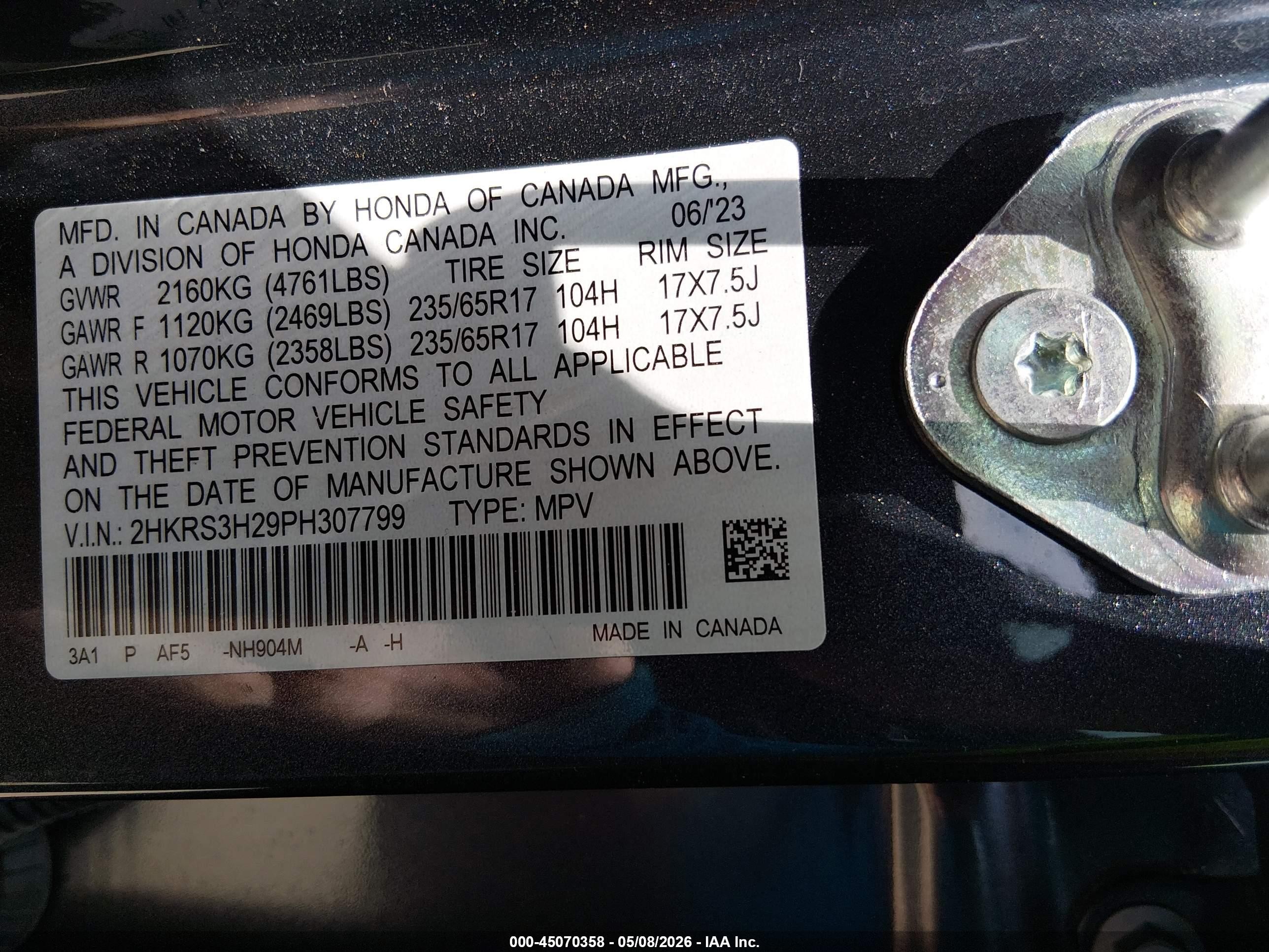 2023 Honda Cr-v Lx 2wd Серый vin: 2HKRS3H29PH307799
