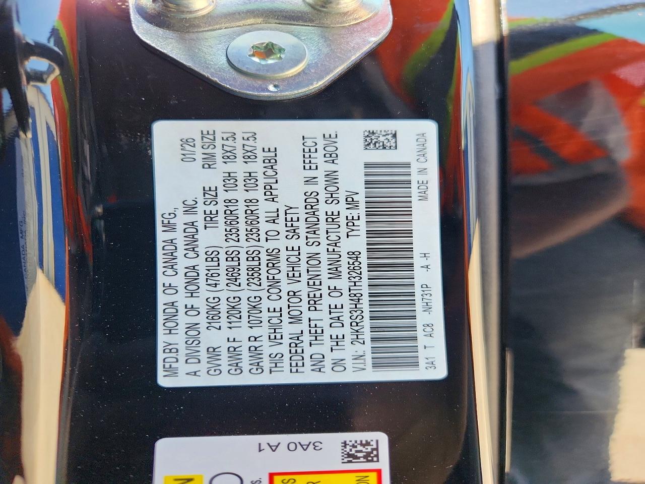 2026 Honda Cr-v Ex Black vin: 2HKRS3H48TH326548