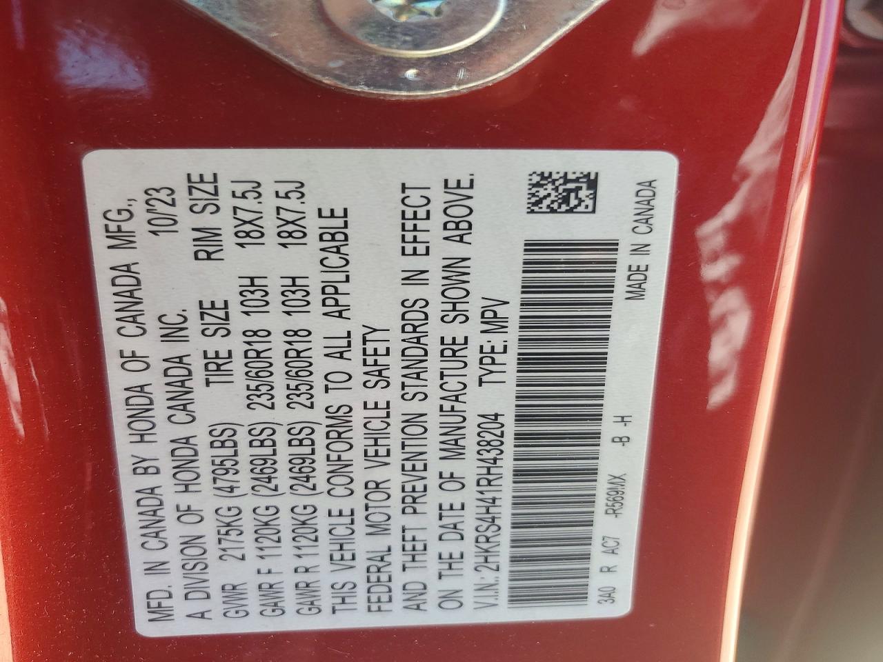 2024 Honda Cr-v Ex Red vin: 2HKRS4H41RH438204