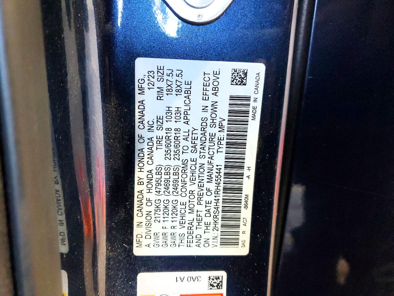 2024 Honda Cr-v Ex Blue vin: 2HKRS4H41RH455441