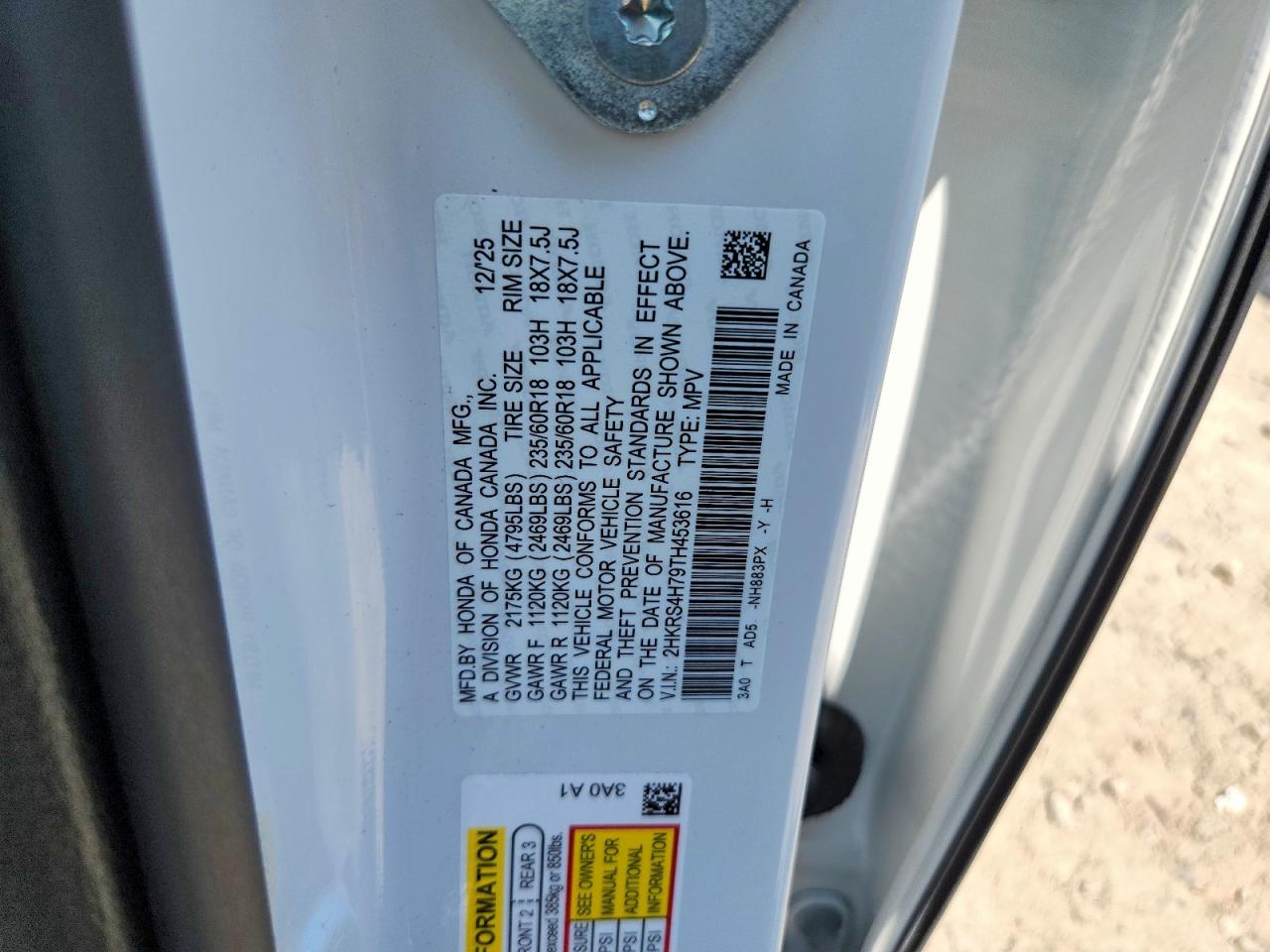 2026 Honda Cr-v Exl White vin: 2HKRS4H79TH453616
