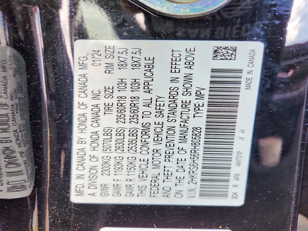 2024 Honda Cr-v Sport Black vin: 2HKRS6H56RH805828