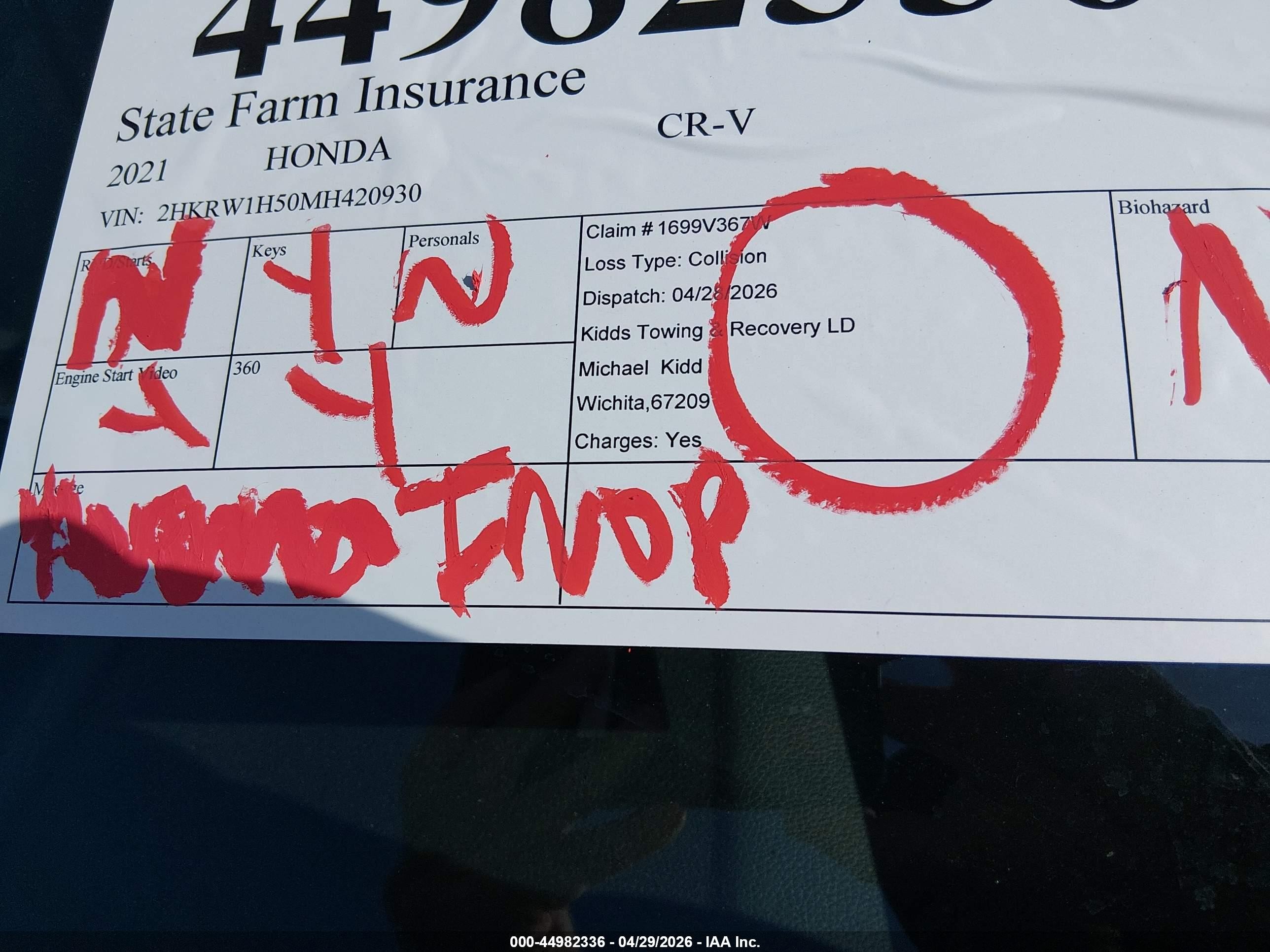 2021 Honda Cr-v 2wd Ex Красный vin: 2HKRW1H50MH420930