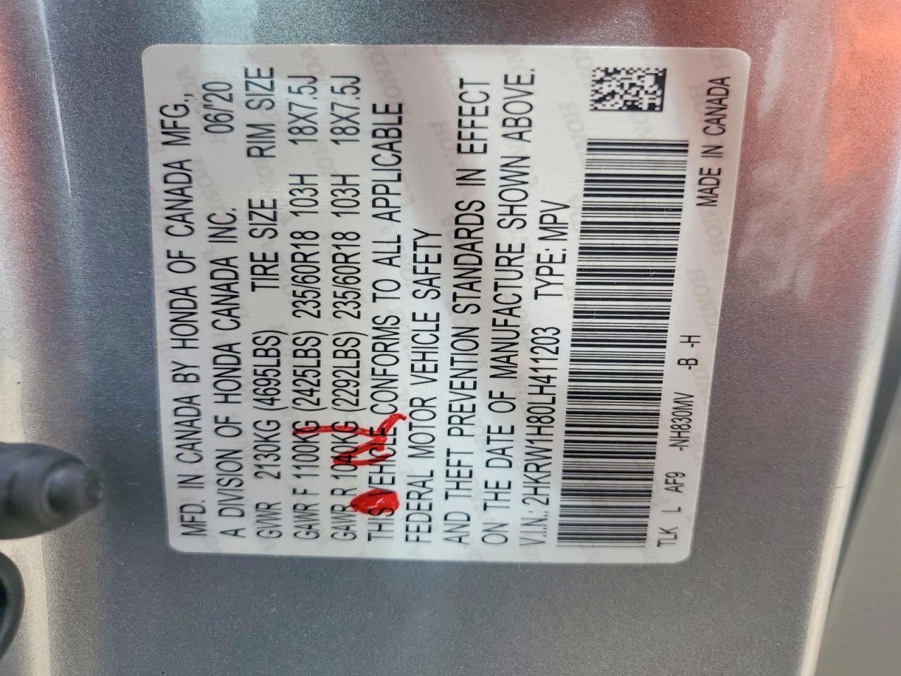 2020 Honda Cr-v Exl Silver vin: 2HKRW1H80LH411203