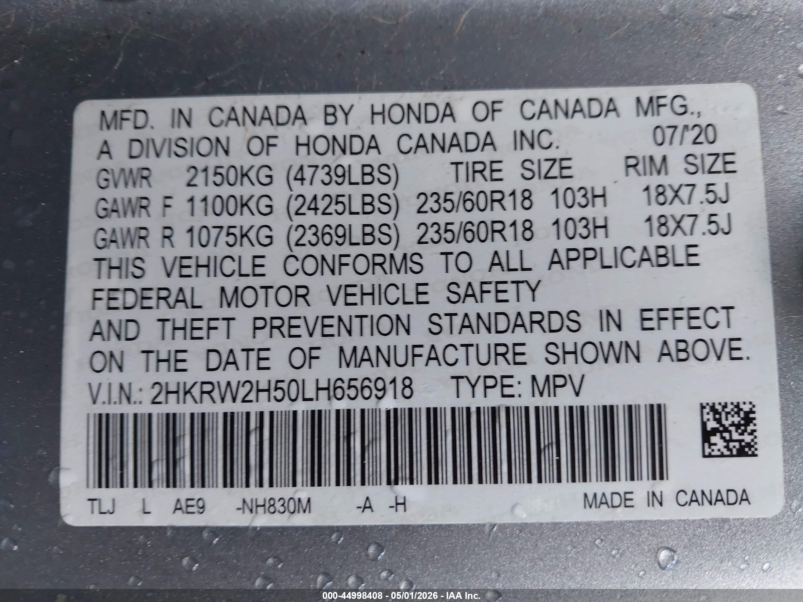 2020 Honda Cr-v Awd Ex Серебряный vin: 2HKRW2H50LH656918