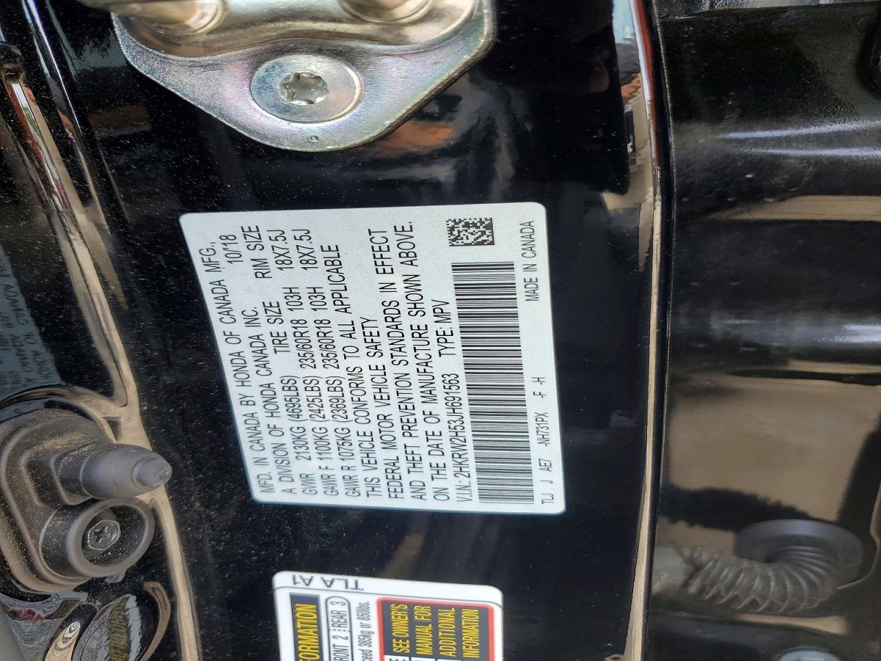 2018 Honda Cr-v Ex Black vin: 2HKRW2H53JH691563