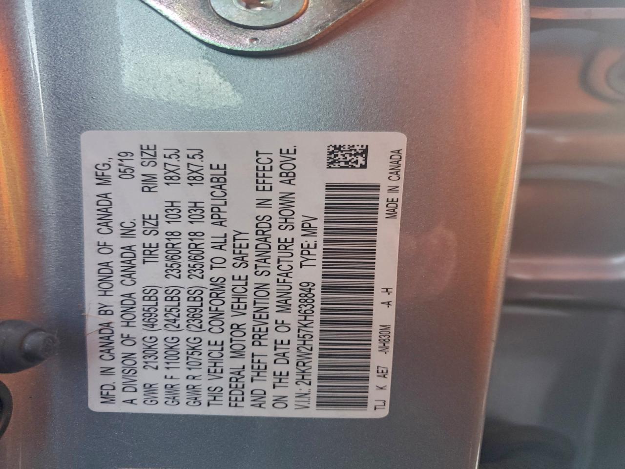 2019 Honda Cr-v Ex Silver vin: 2HKRW2H57KH638849