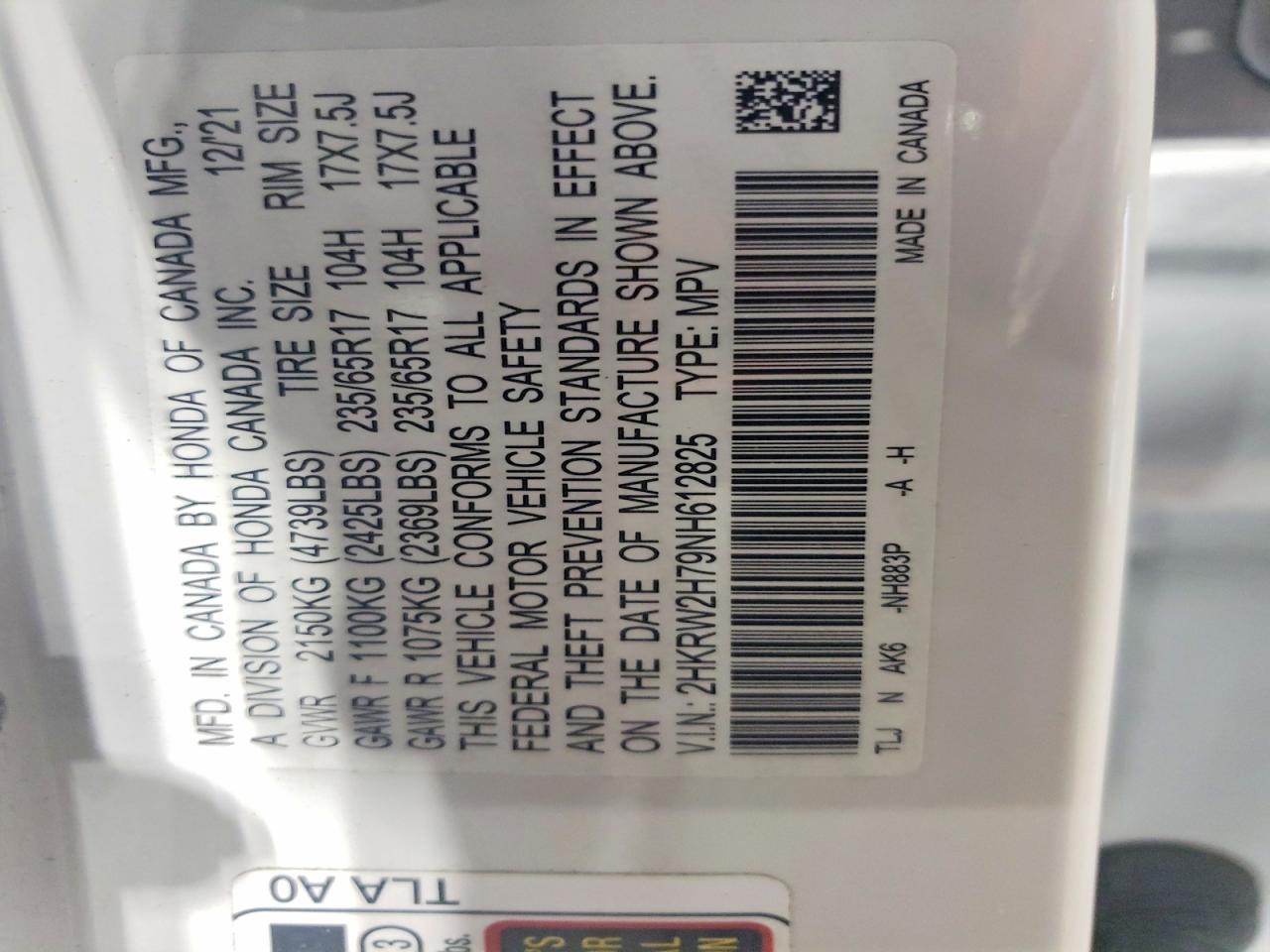 2022 Honda Cr-v Se White vin: 2HKRW2H79NH612825