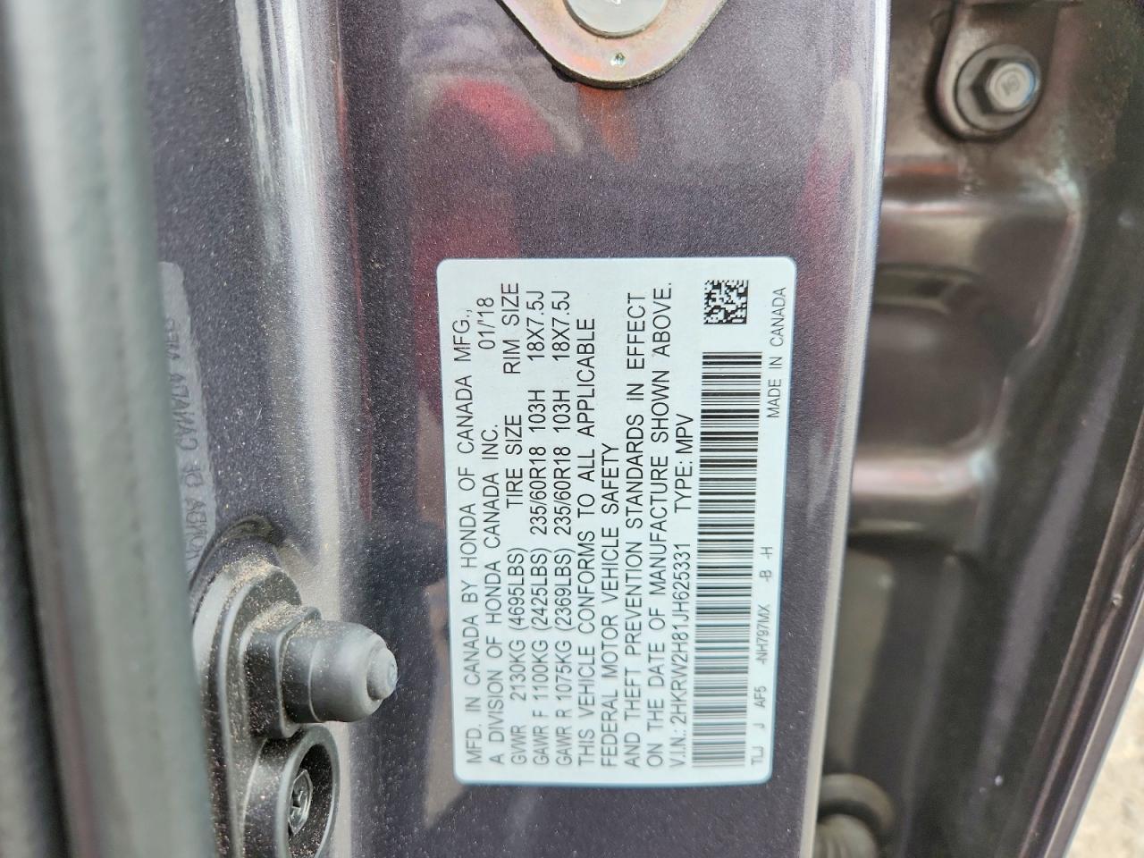 2018 Honda Cr-v Exl Gray vin: 2HKRW2H81JH625331