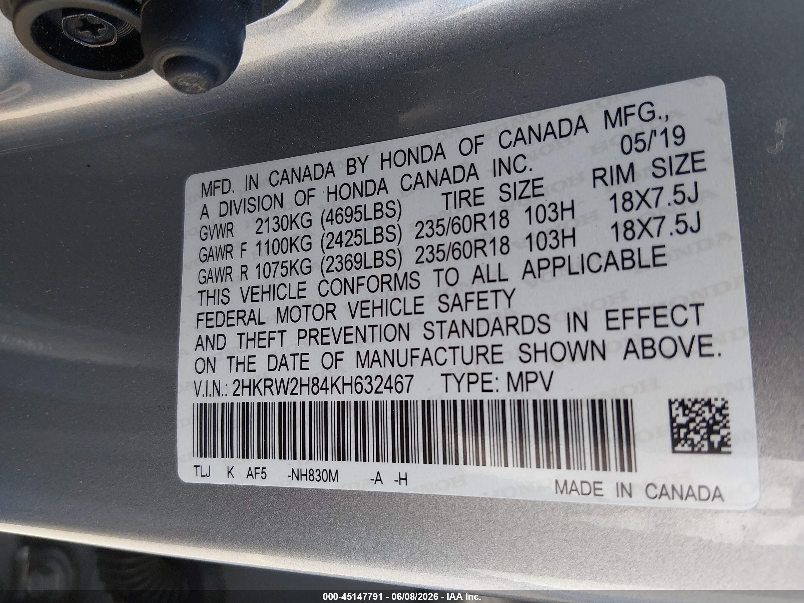 2019 Honda Cr-v Ex-l Silver vin: 2HKRW2H84KH632467