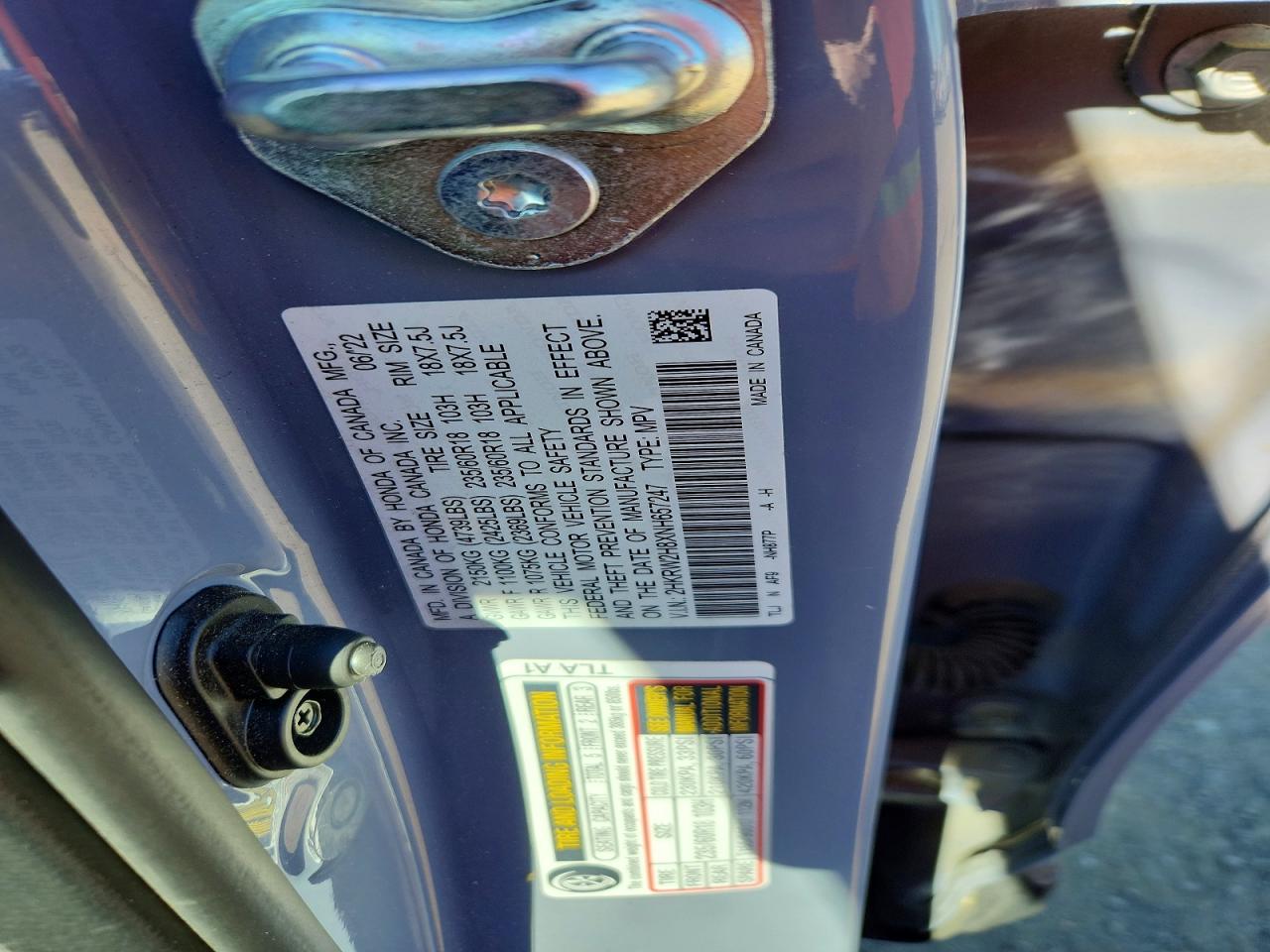 2022 Honda Cr-v Exl Blue vin: 2HKRW2H8XNH657247