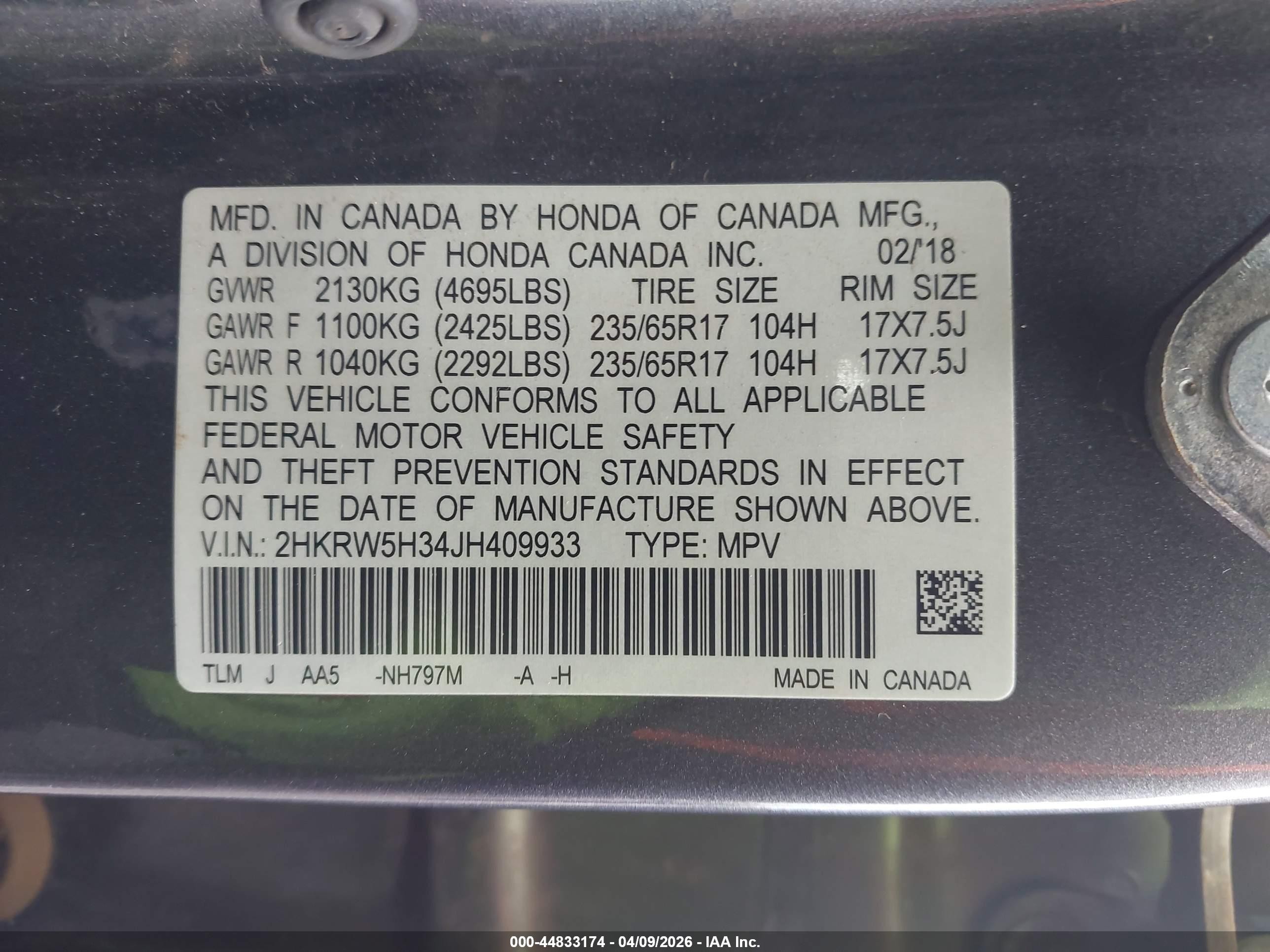 2018 Honda Cr-v Lx Серый vin: 2HKRW5H34JH409933