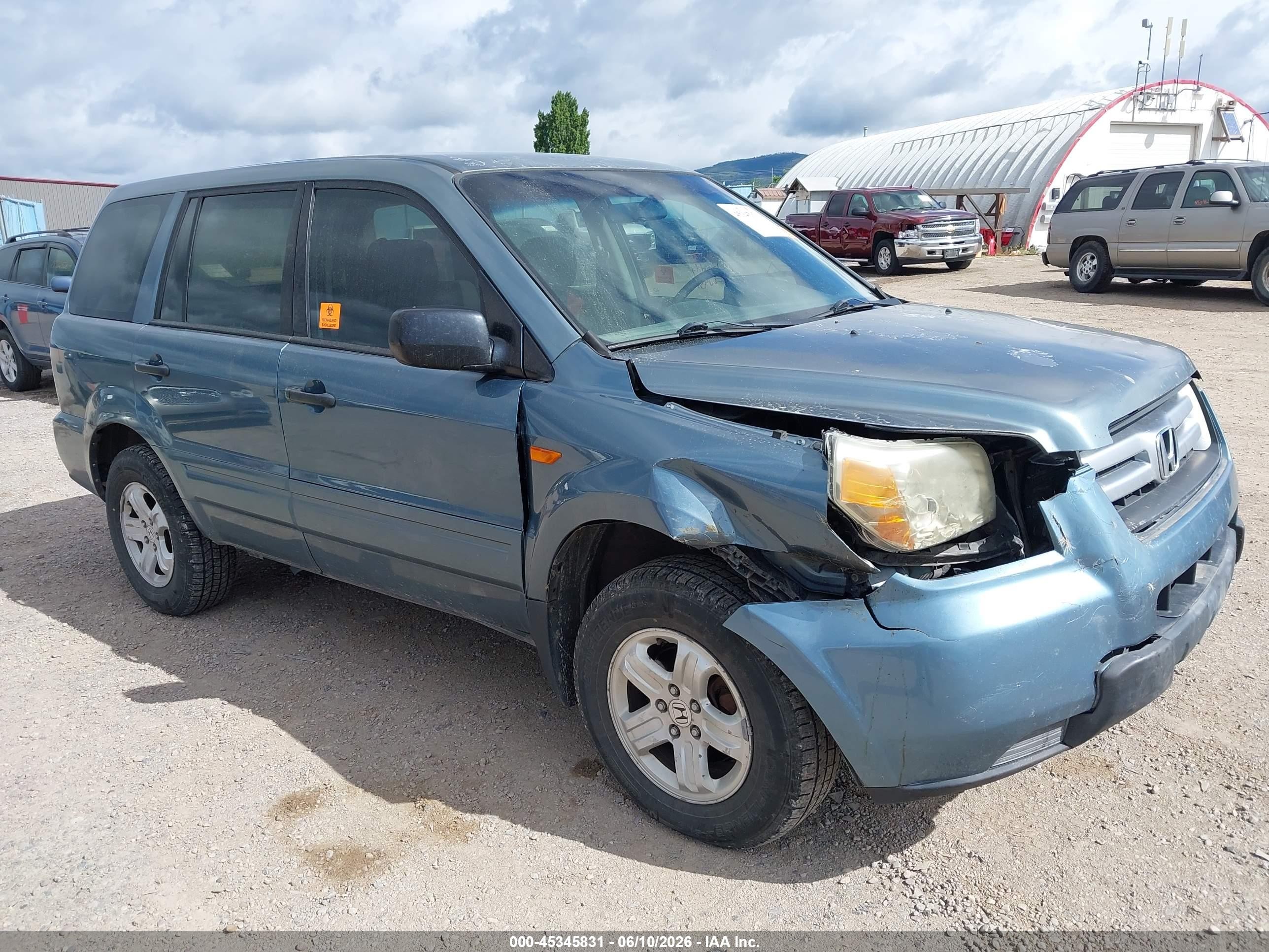 2006 Honda Pilot Lx Blue vin: 2HKYF18106H562979