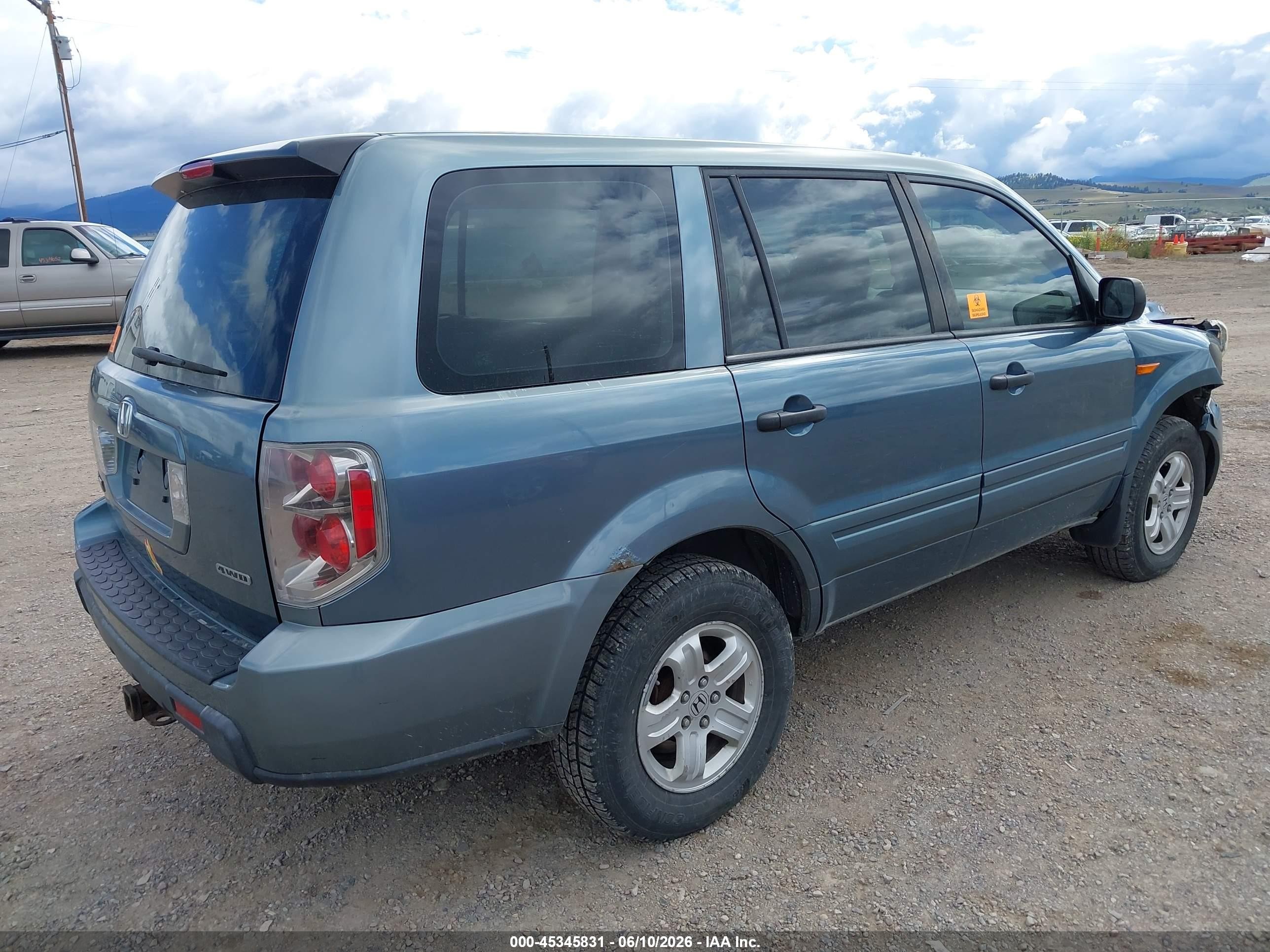 2006 Honda Pilot Lx Blue vin: 2HKYF18106H562979