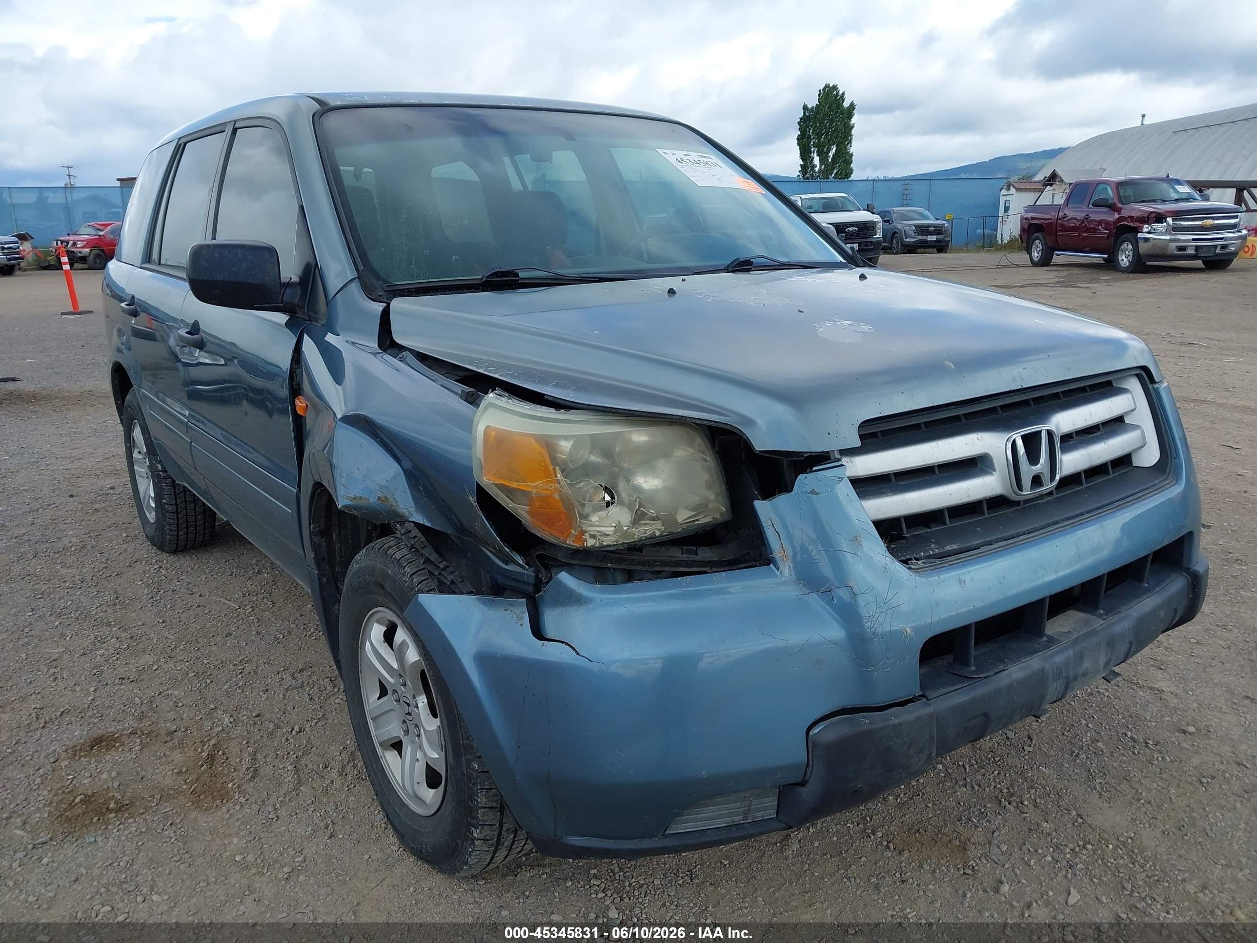 2006 Honda Pilot Lx Blue vin: 2HKYF18106H562979