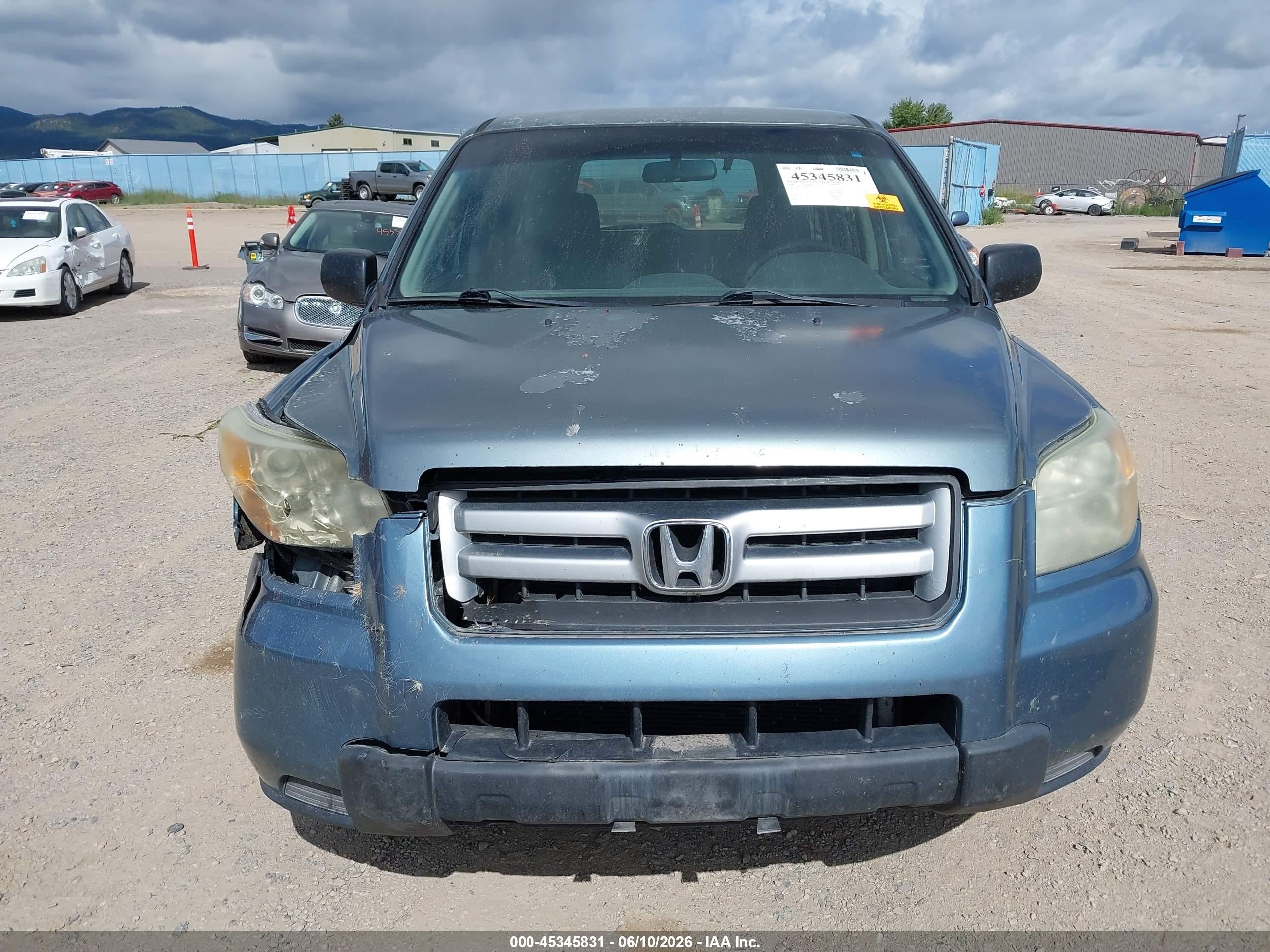 2006 Honda Pilot Lx Blue vin: 2HKYF18106H562979