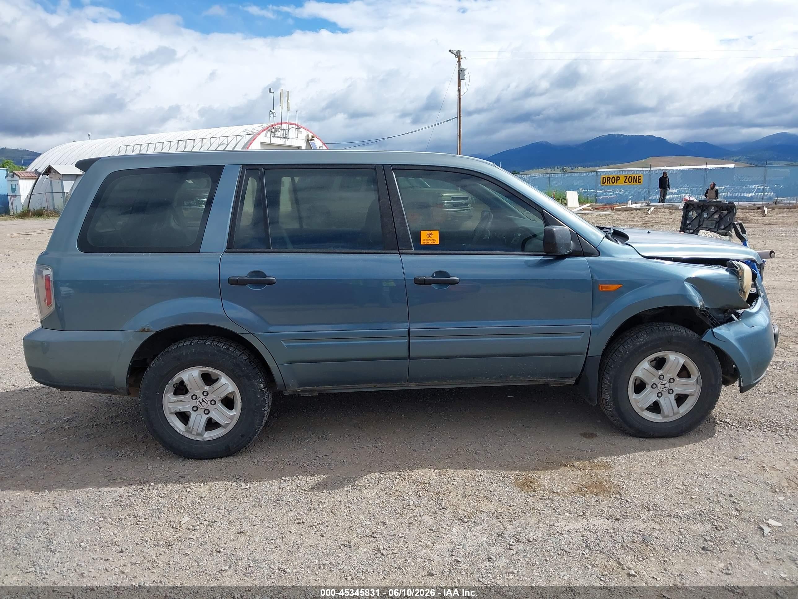 2006 Honda Pilot Lx Blue vin: 2HKYF18106H562979