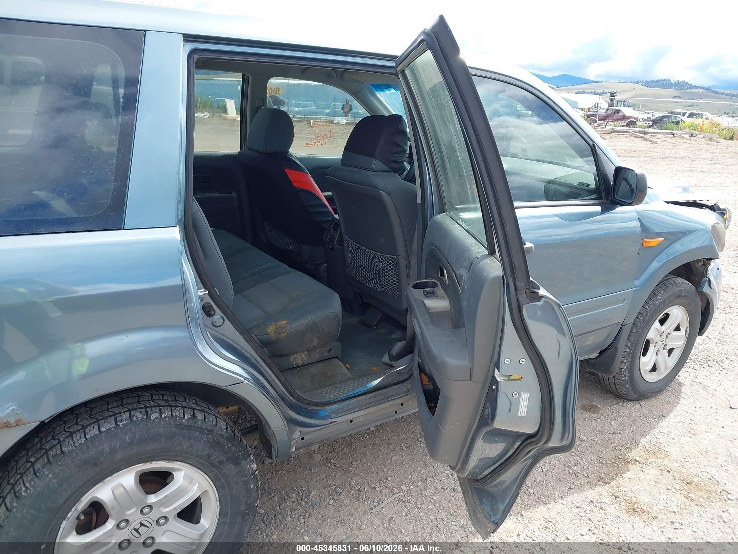 2006 Honda Pilot Lx Blue vin: 2HKYF18106H562979