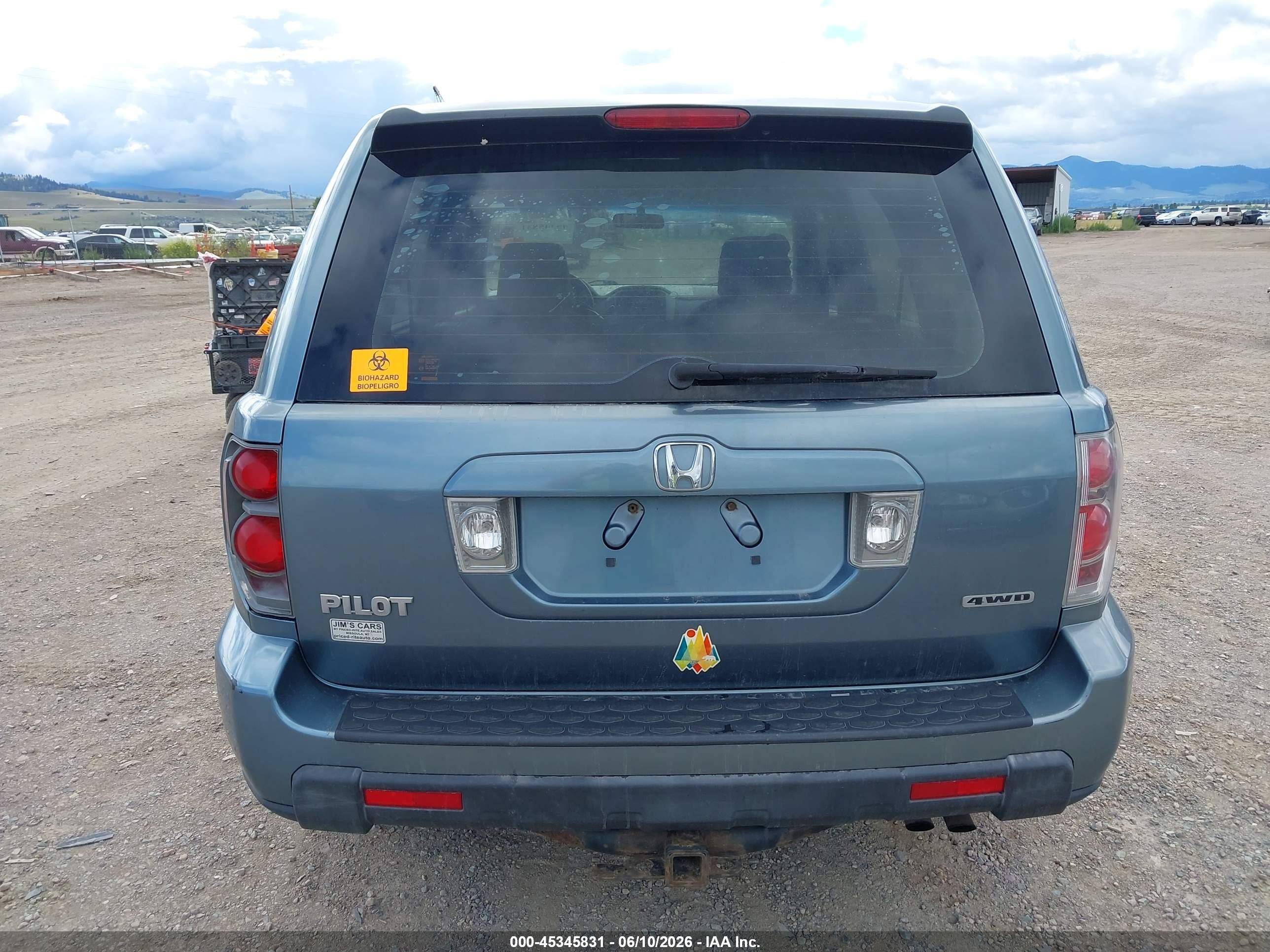 2006 Honda Pilot Lx Blue vin: 2HKYF18106H562979