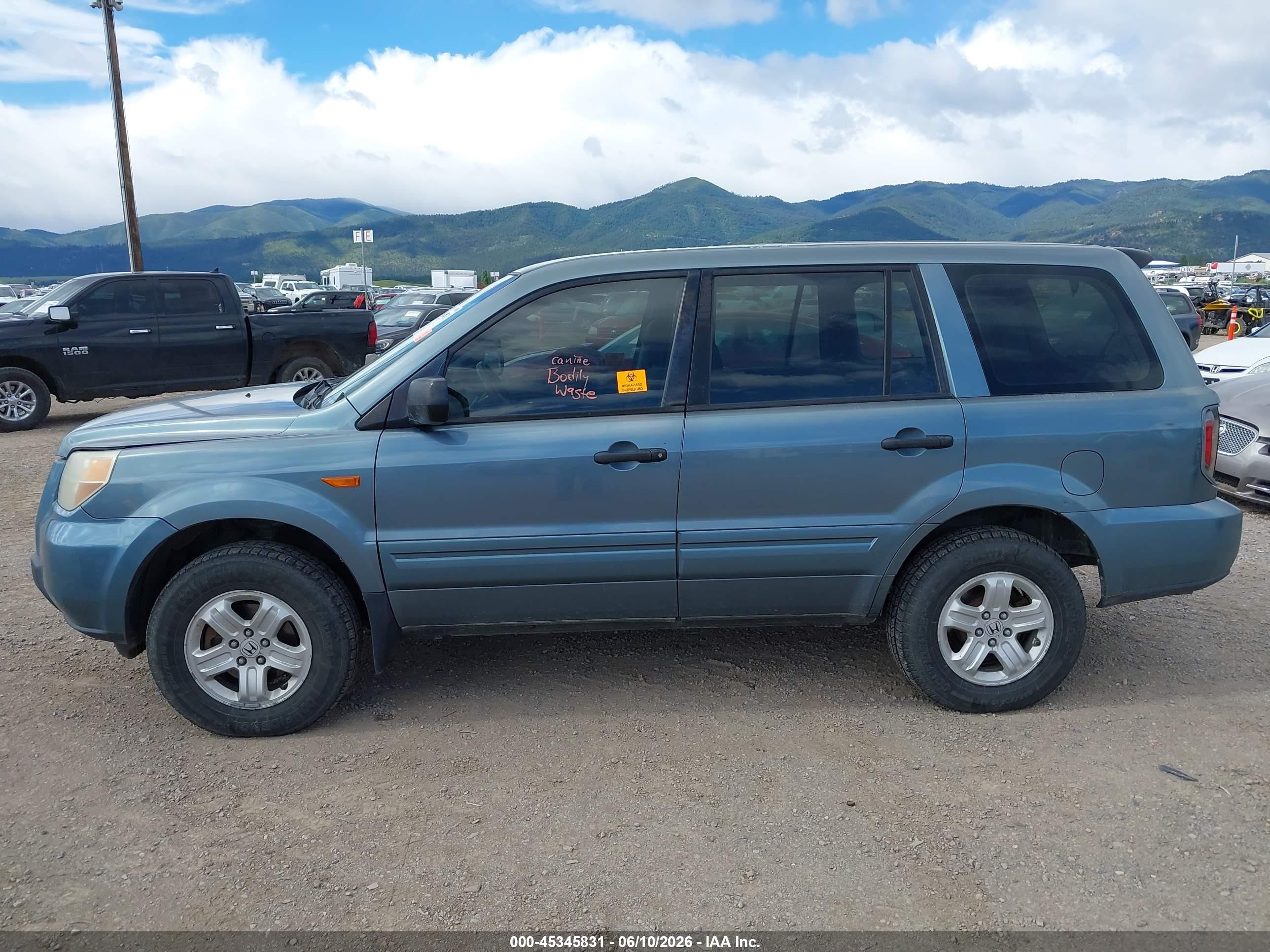 2006 Honda Pilot Lx Blue vin: 2HKYF18106H562979