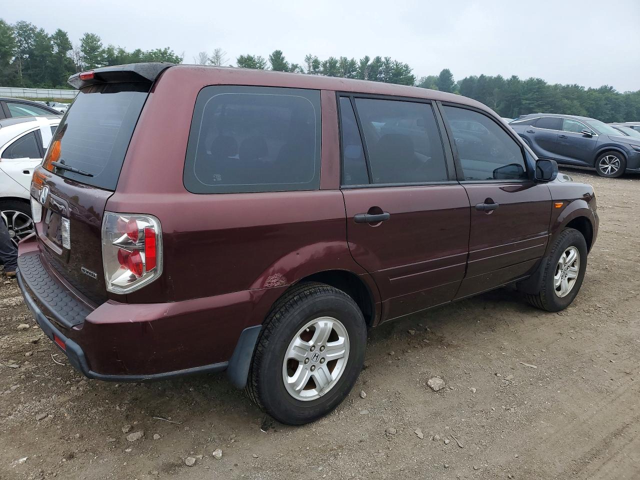 2007 Honda Pilot Lx Burgundy vin: 2HKYF18107H519308