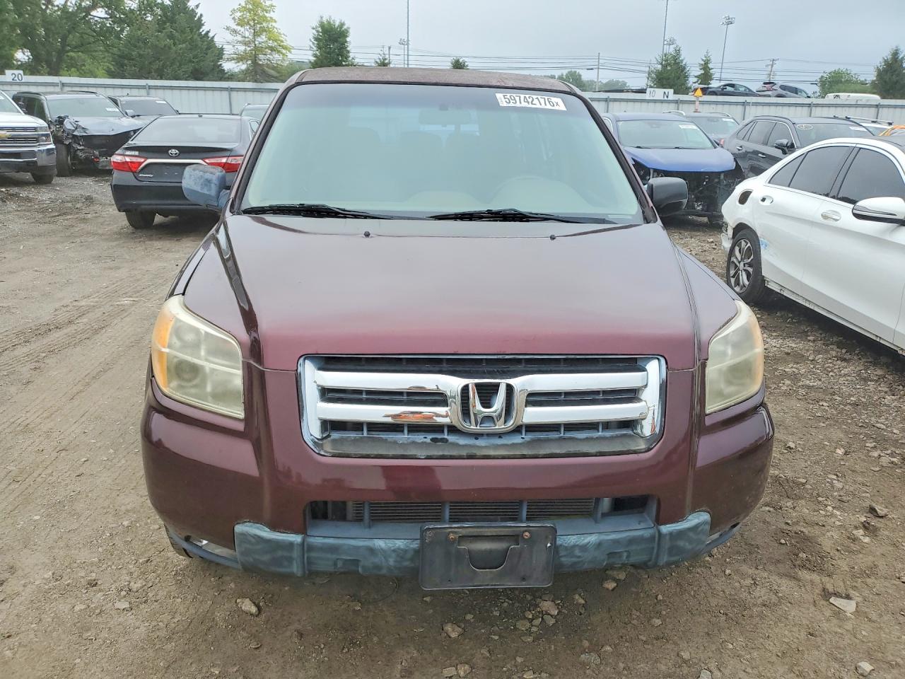 2007 Honda Pilot Lx Burgundy vin: 2HKYF18107H519308