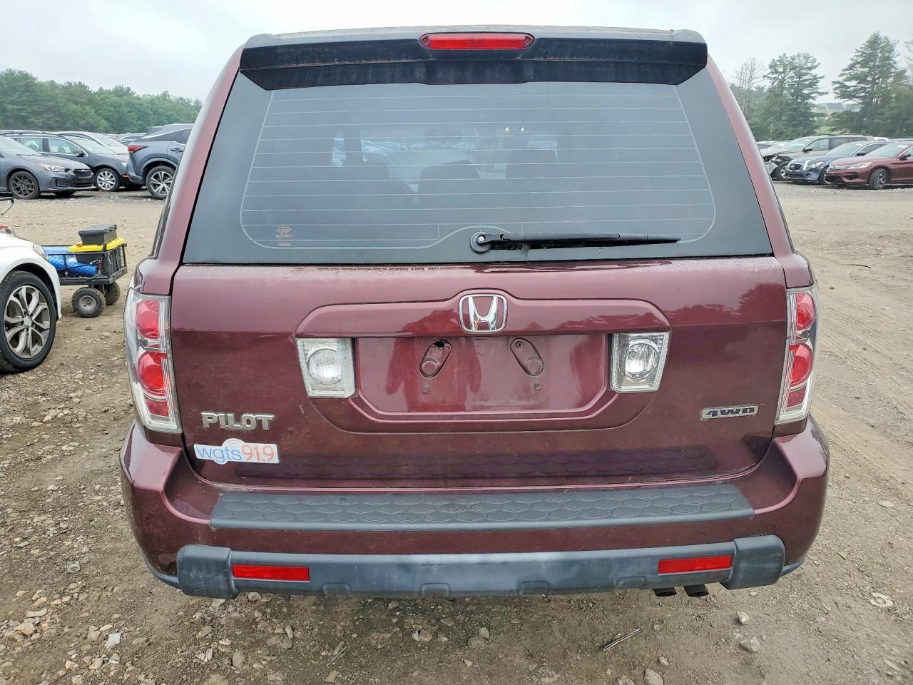 2007 Honda Pilot Lx Burgundy vin: 2HKYF18107H519308
