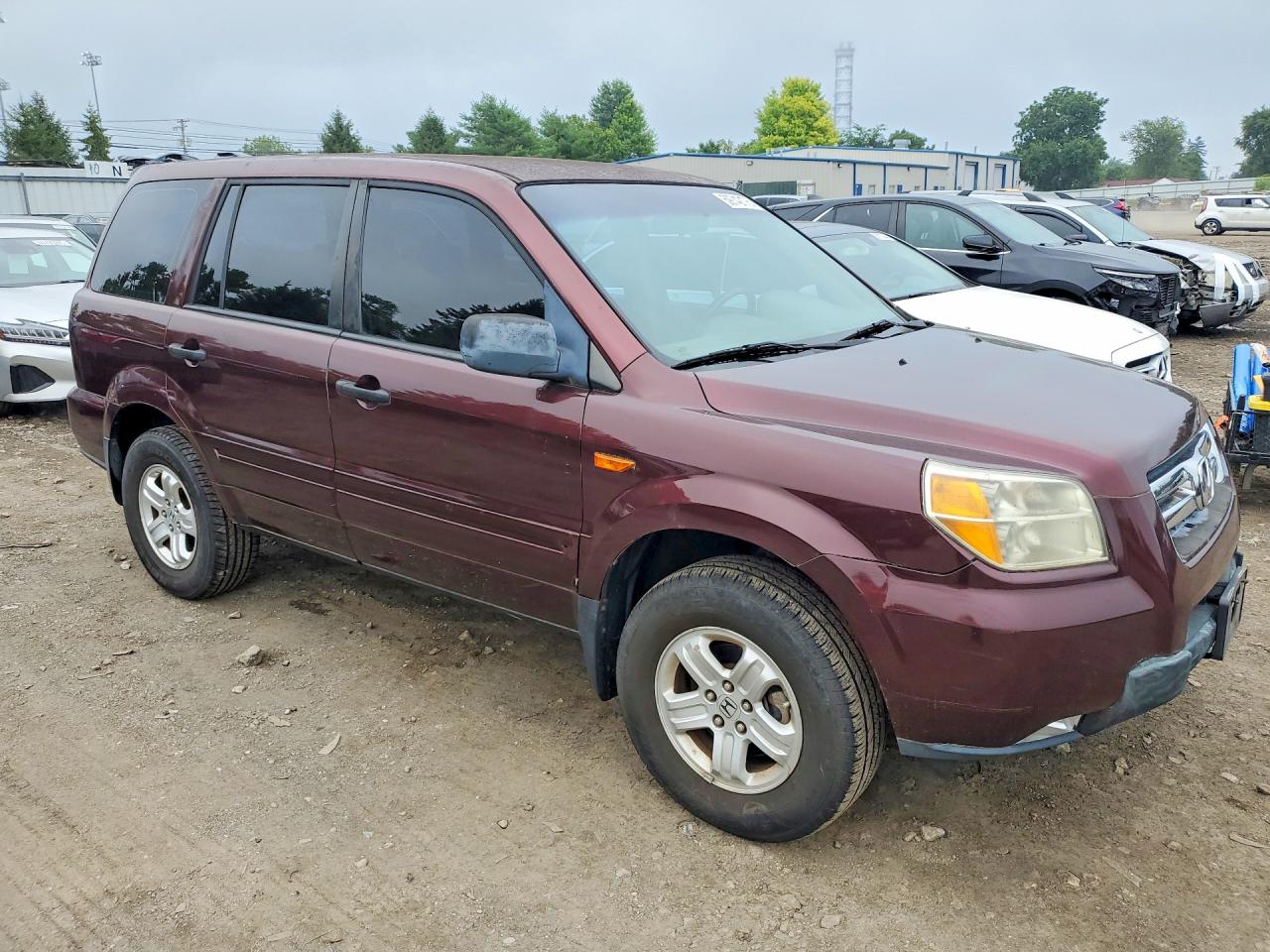 2007 Honda Pilot Lx Burgundy vin: 2HKYF18107H519308