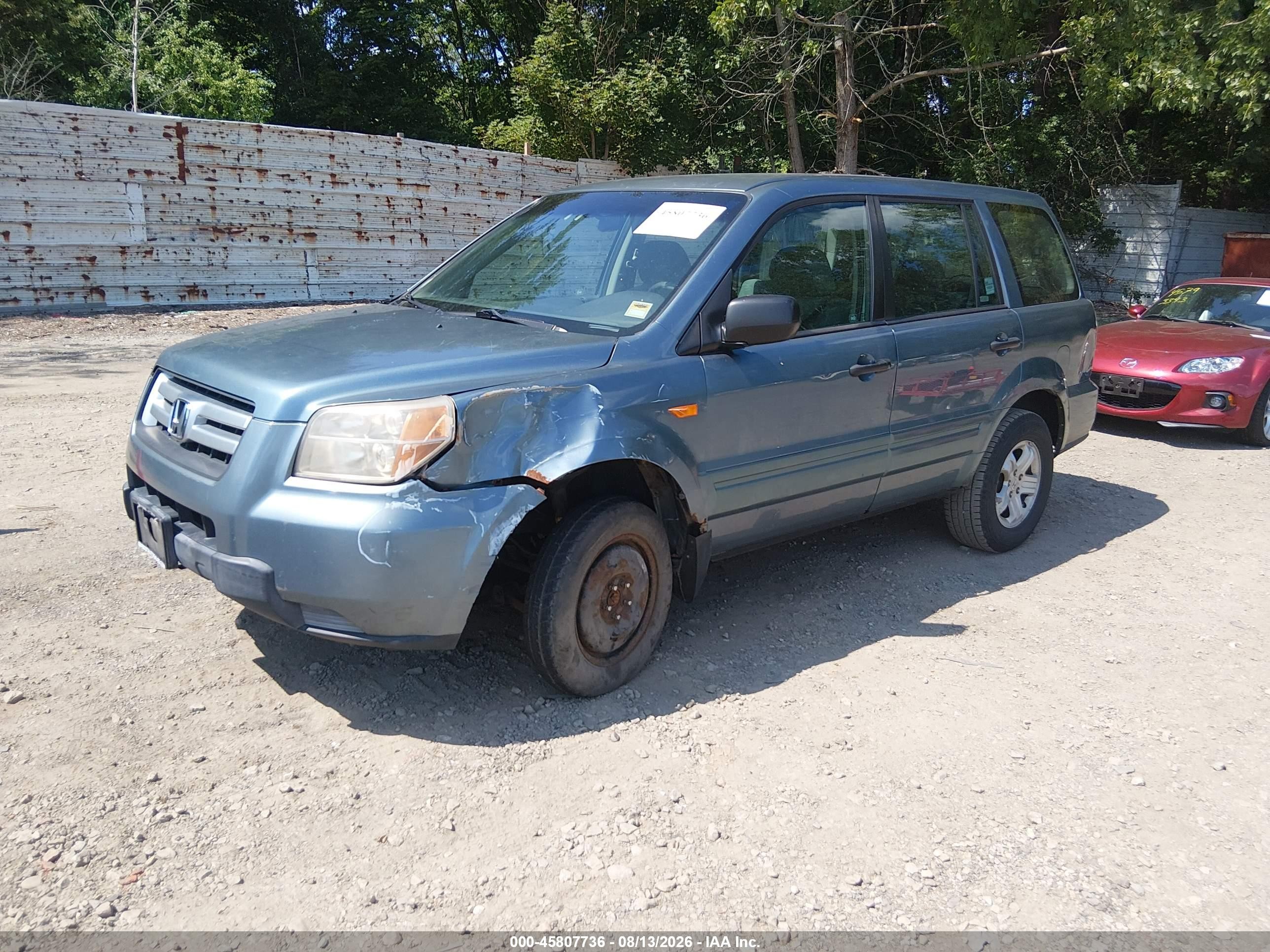 2007 Honda Pilot Lx Light Blue vin: 2HKYF18107H528039