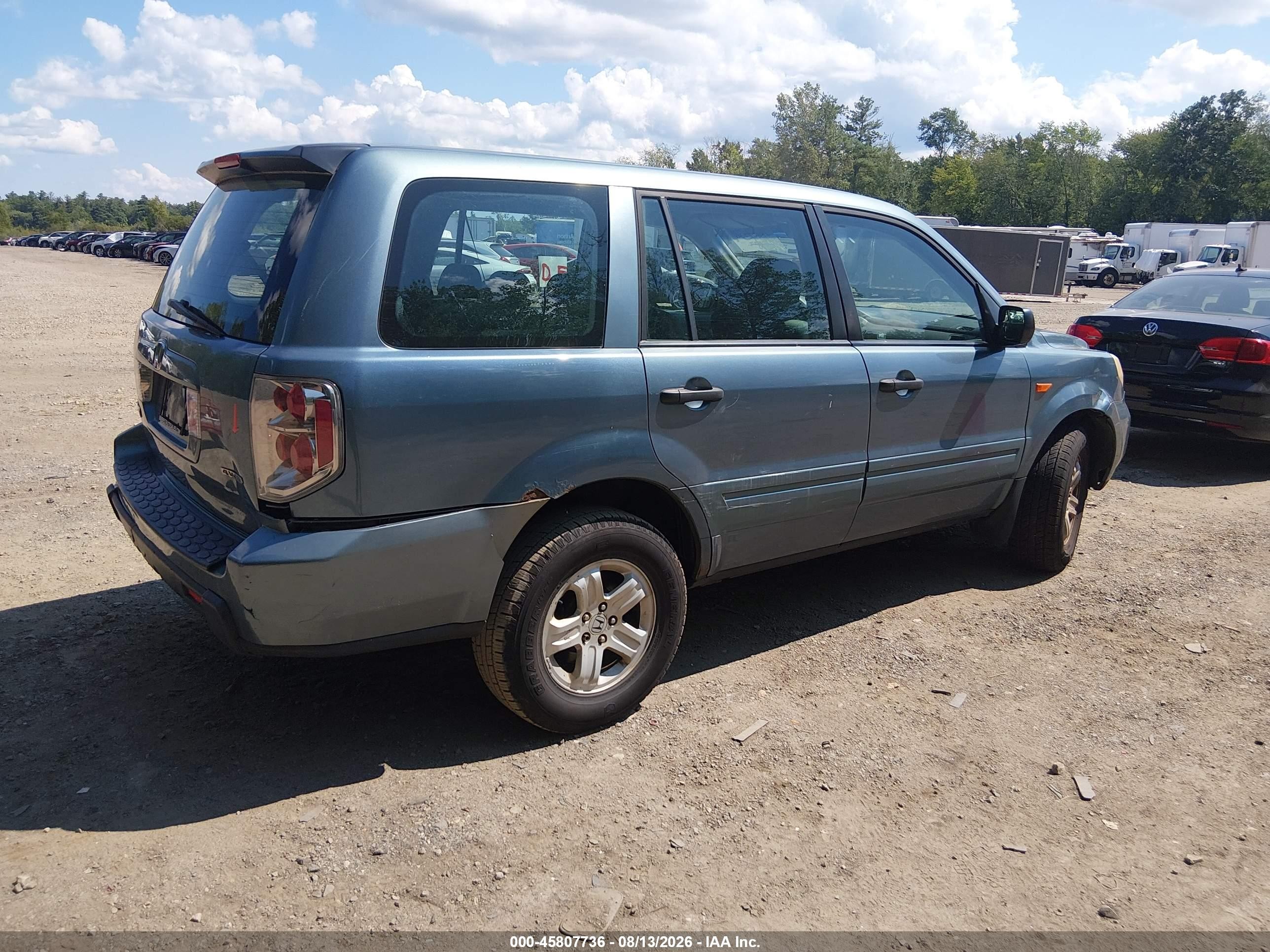 2007 Honda Pilot Lx Light Blue vin: 2HKYF18107H528039