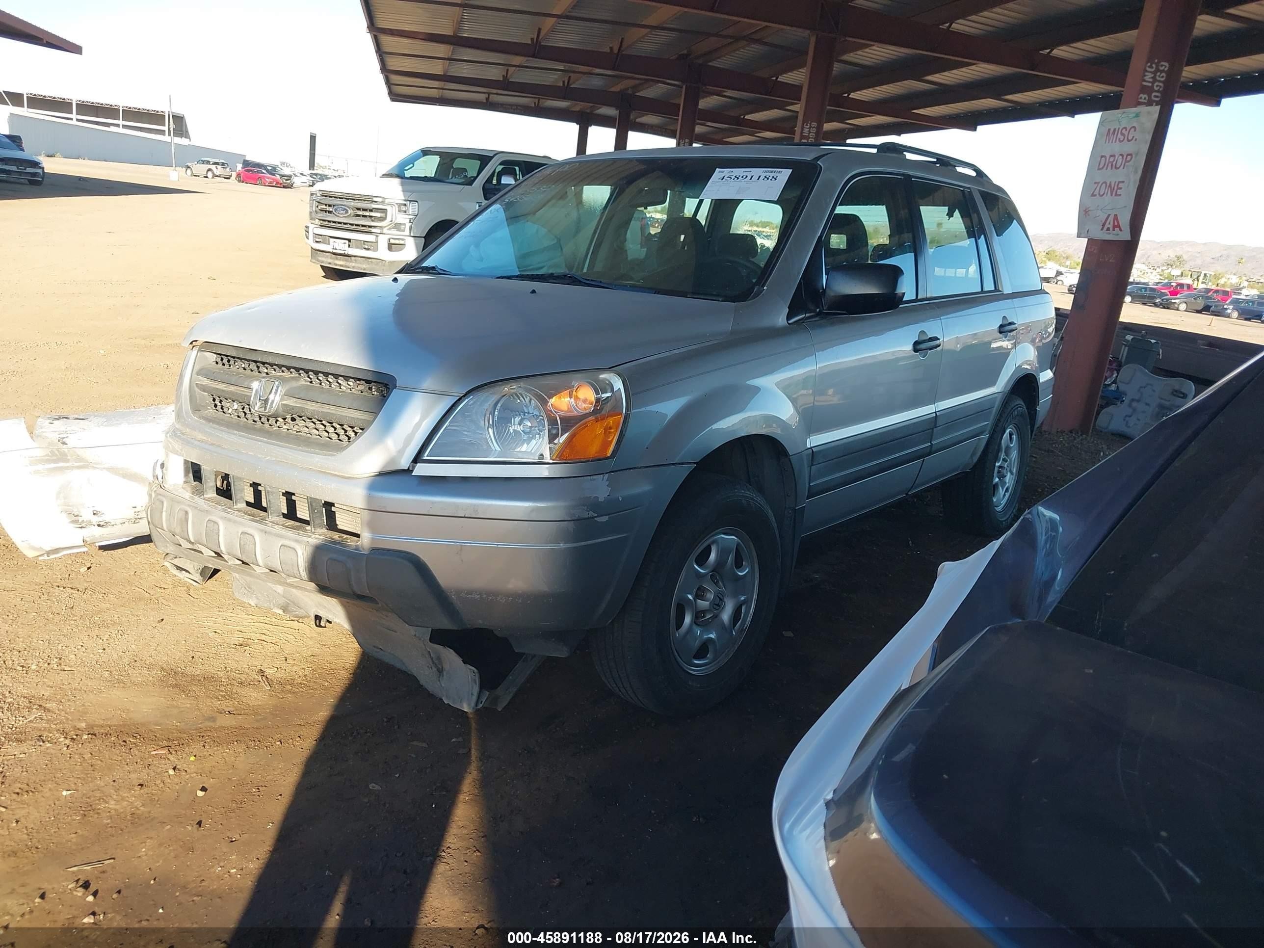 2004 Honda Pilot Lx Silver vin: 2HKYF18114H535321