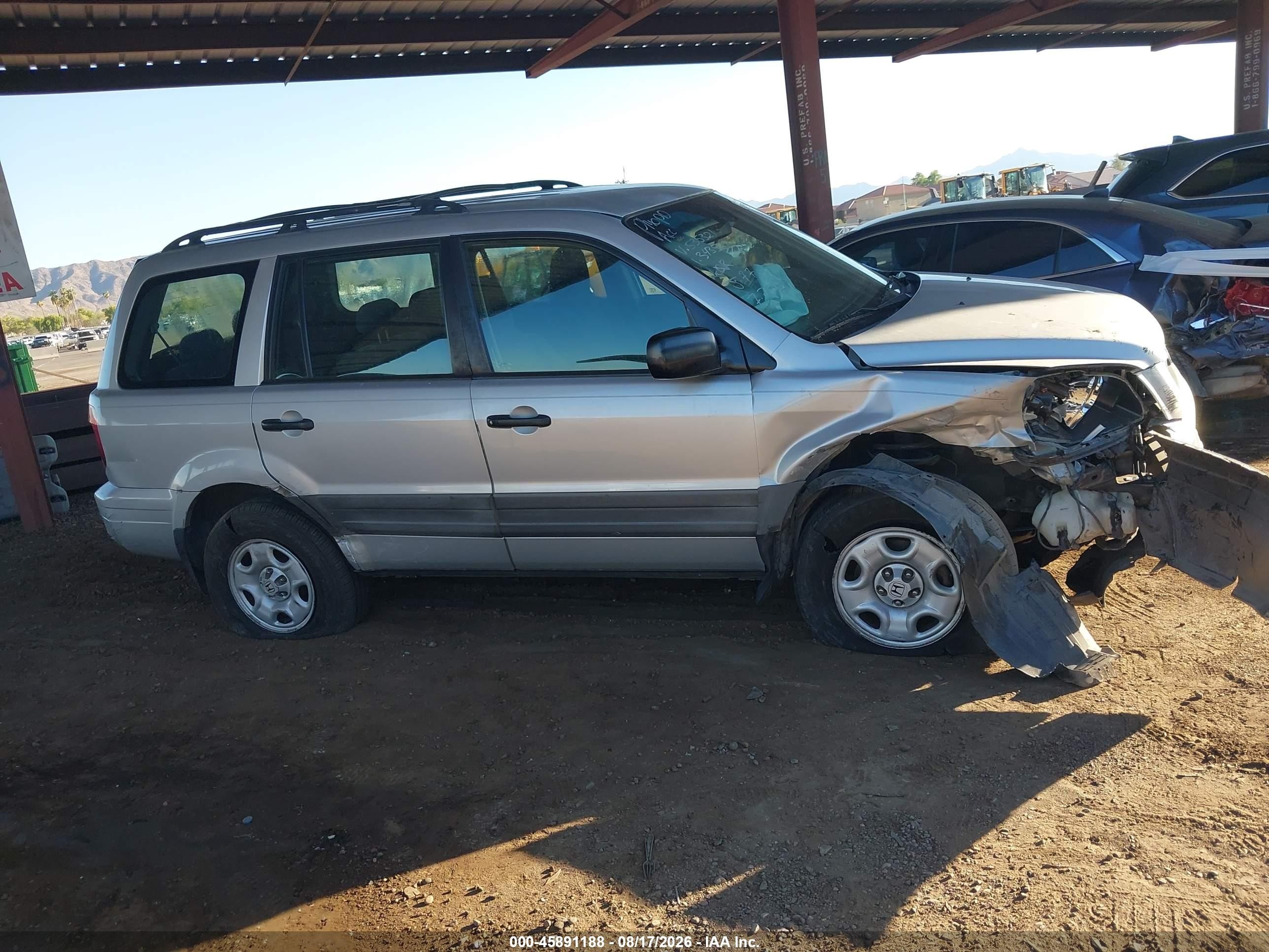 2004 Honda Pilot Lx Silver vin: 2HKYF18114H535321