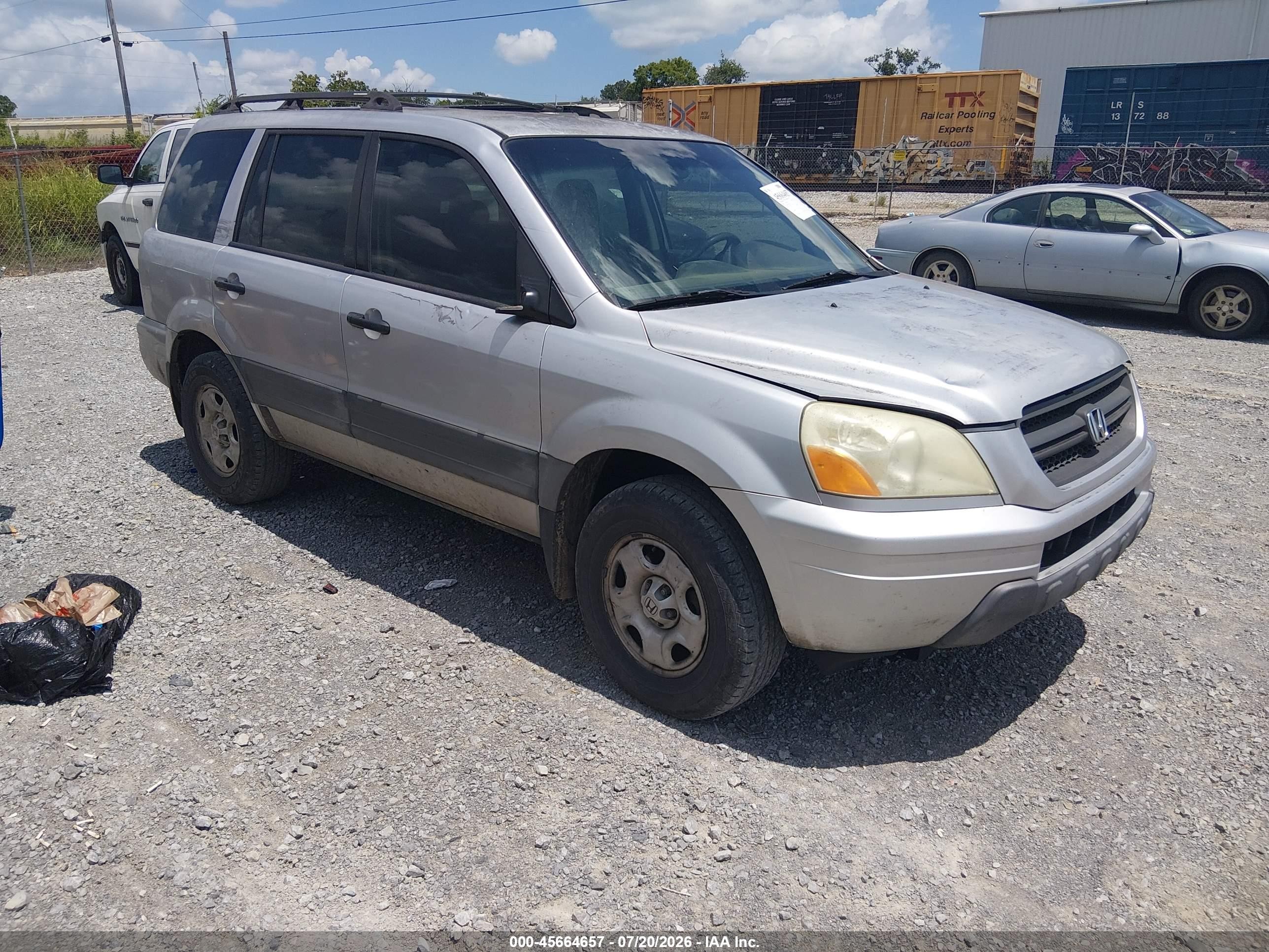 2005 Honda Pilot Lx Gray vin: 2HKYF18115H555862