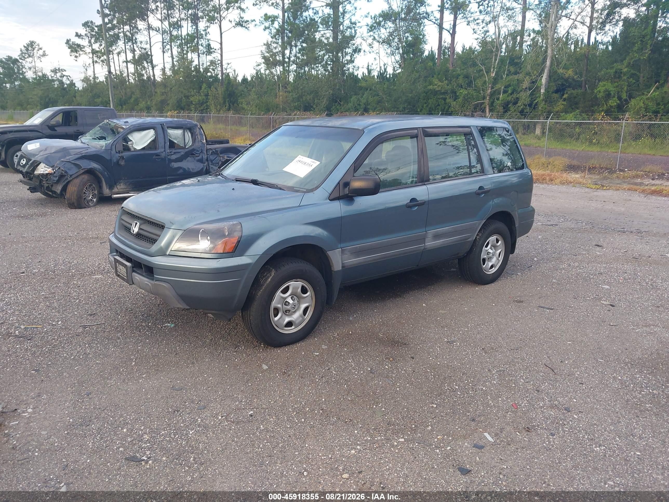 2005 Honda Pilot Lx Green vin: 2HKYF18125H547561