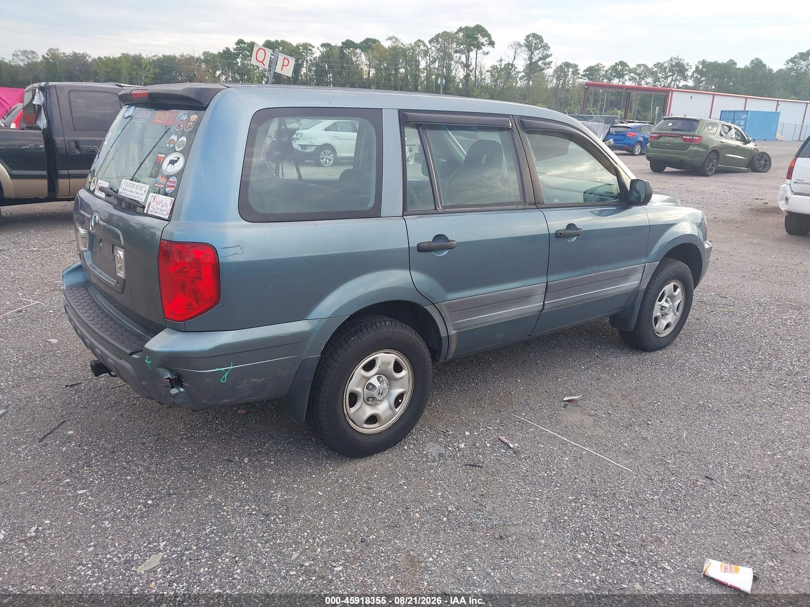 2005 Honda Pilot Lx Green vin: 2HKYF18125H547561