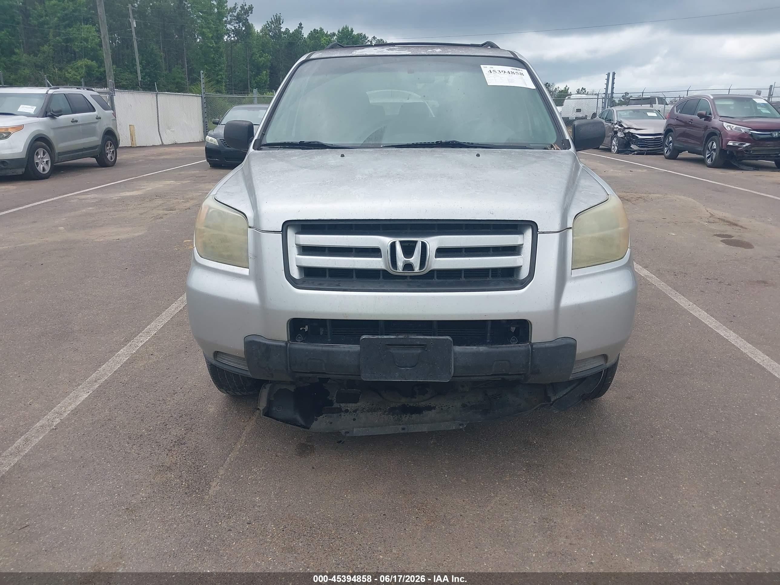 2006 Honda Pilot Lx Gray vin: 2HKYF18126H520894