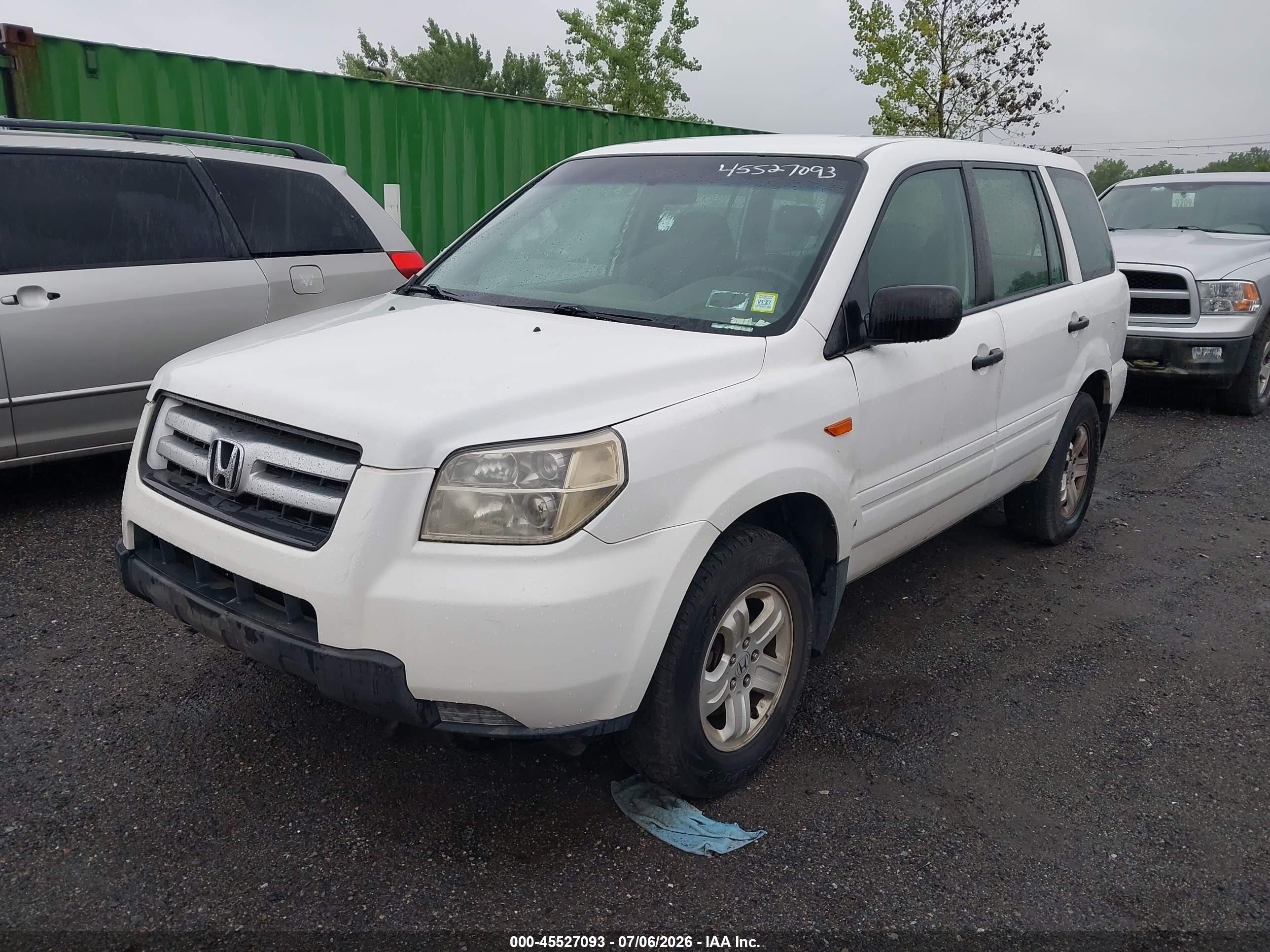 2006 Honda Pilot Lx White vin: 2HKYF18126H551451