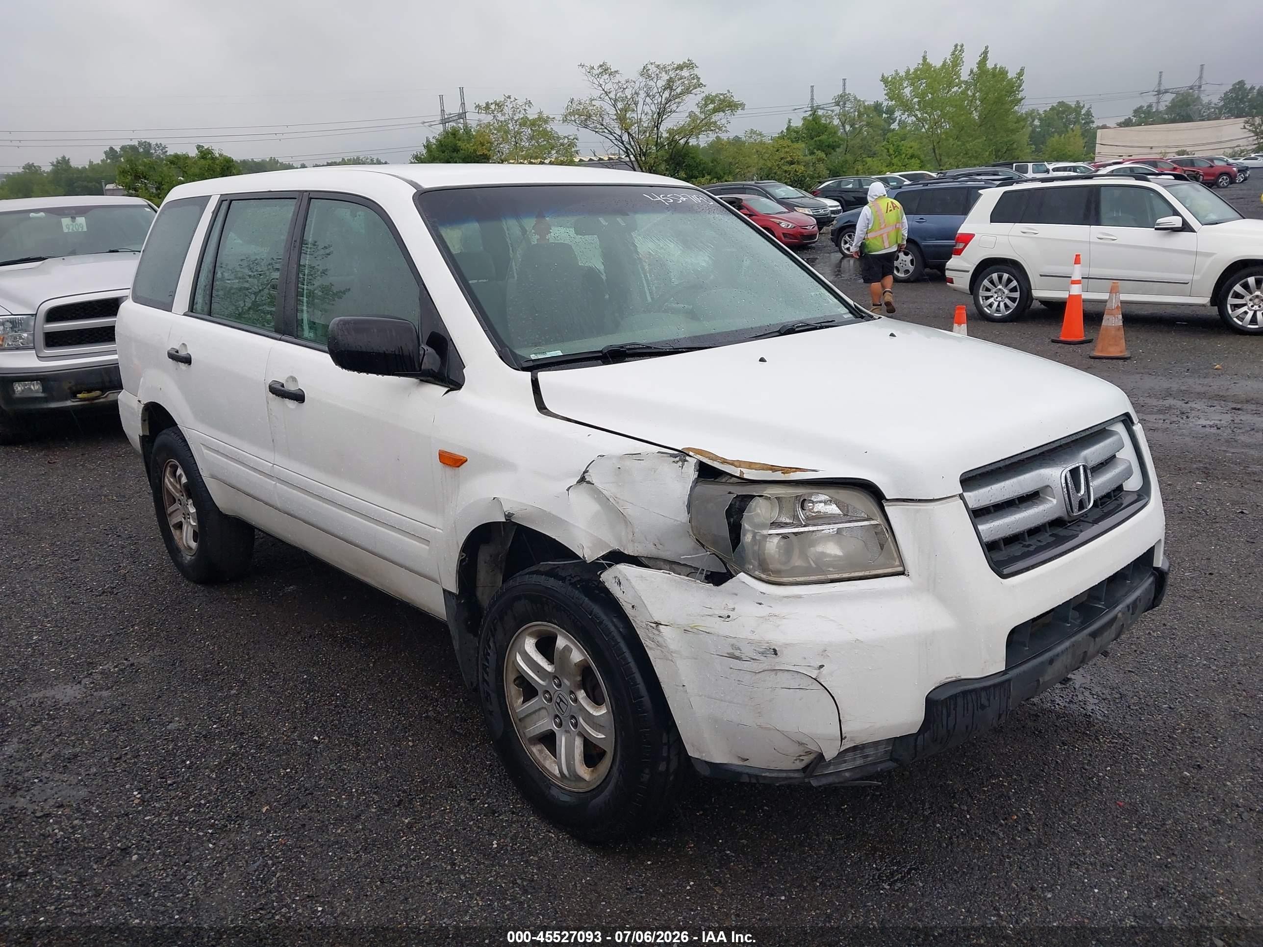 2006 Honda Pilot Lx White vin: 2HKYF18126H551451