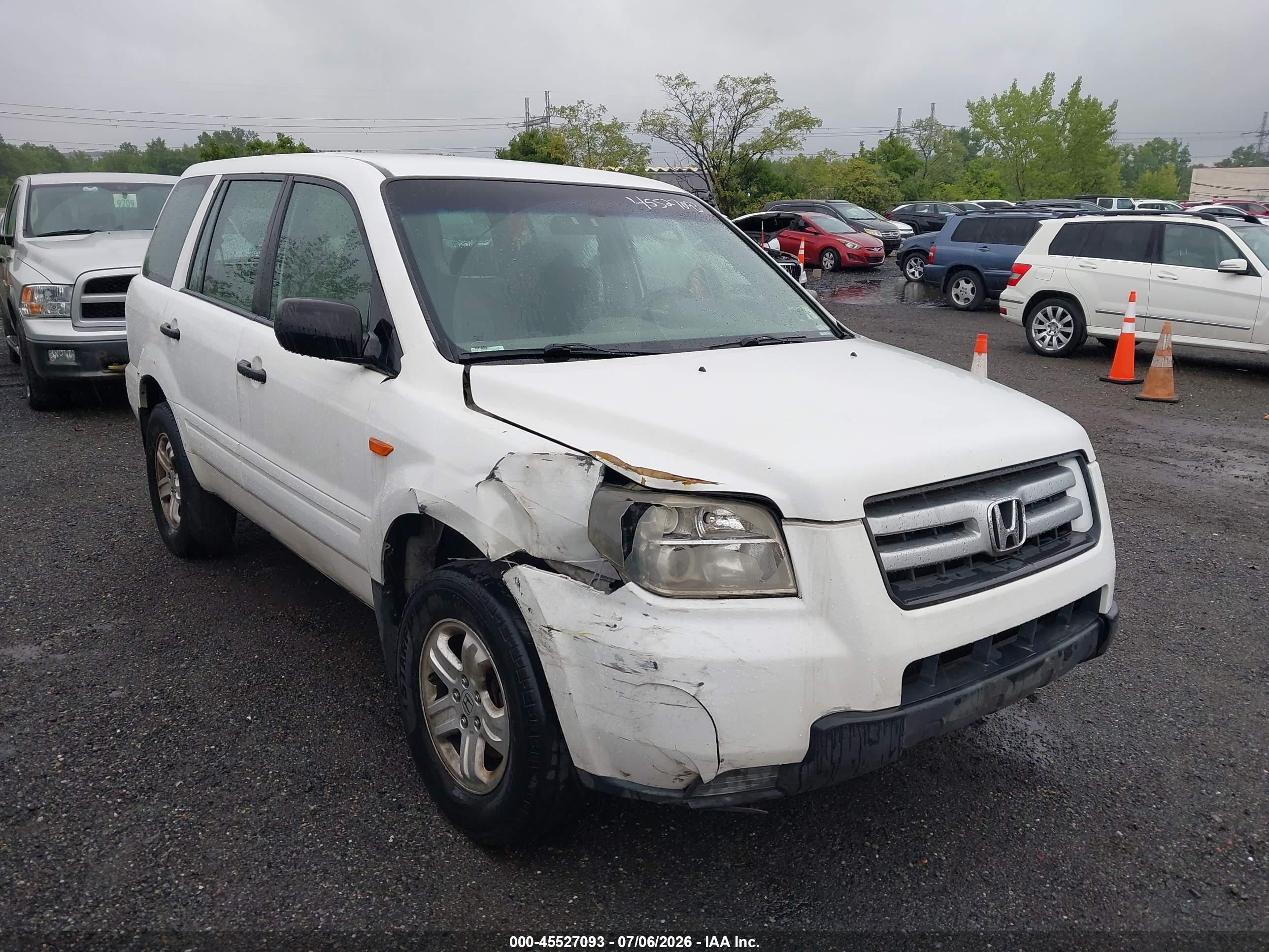 2006 Honda Pilot Lx White vin: 2HKYF18126H551451