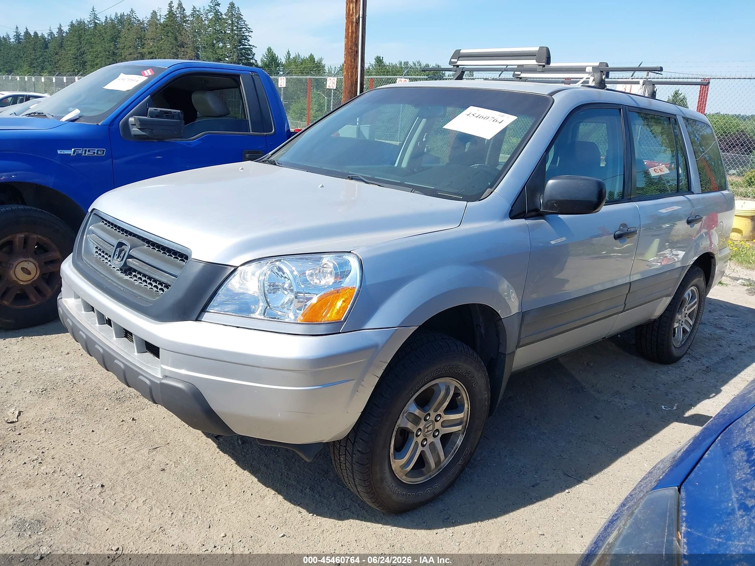 2003 Honda Pilot Lx Silver vin: 2HKYF18143H501422