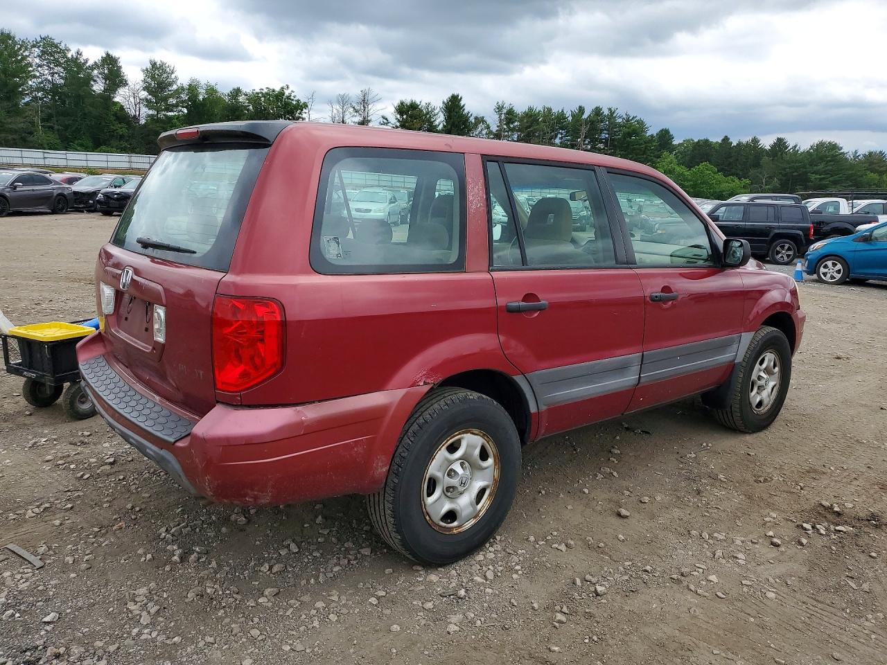 2005 Honda Pilot Lx Red vin: 2HKYF18145H551546