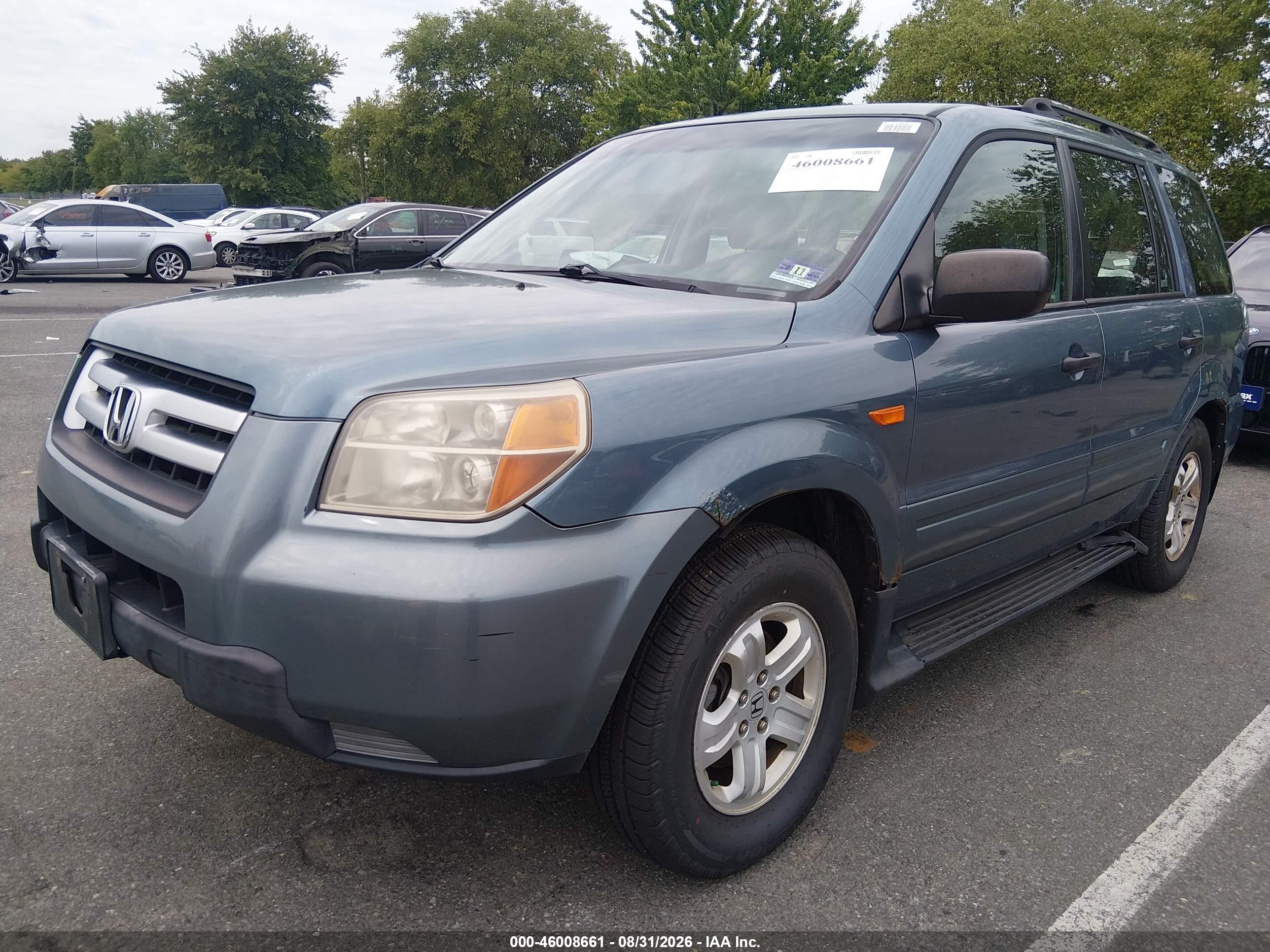 2007 Honda Pilot Lx Blue vin: 2HKYF18157H518915