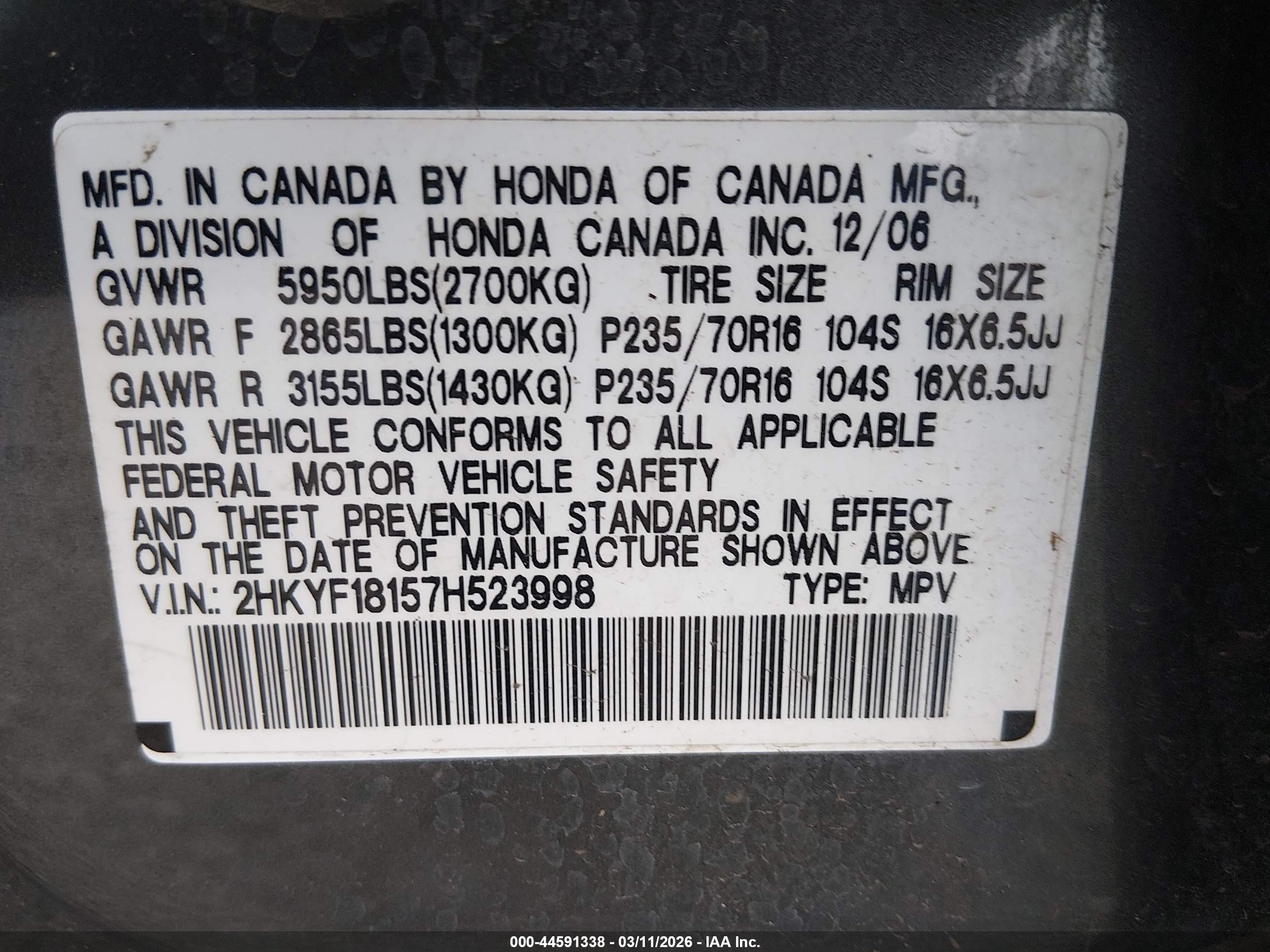 2007 Honda Pilot Lx Серебряный vin: 2HKYF18157H523998