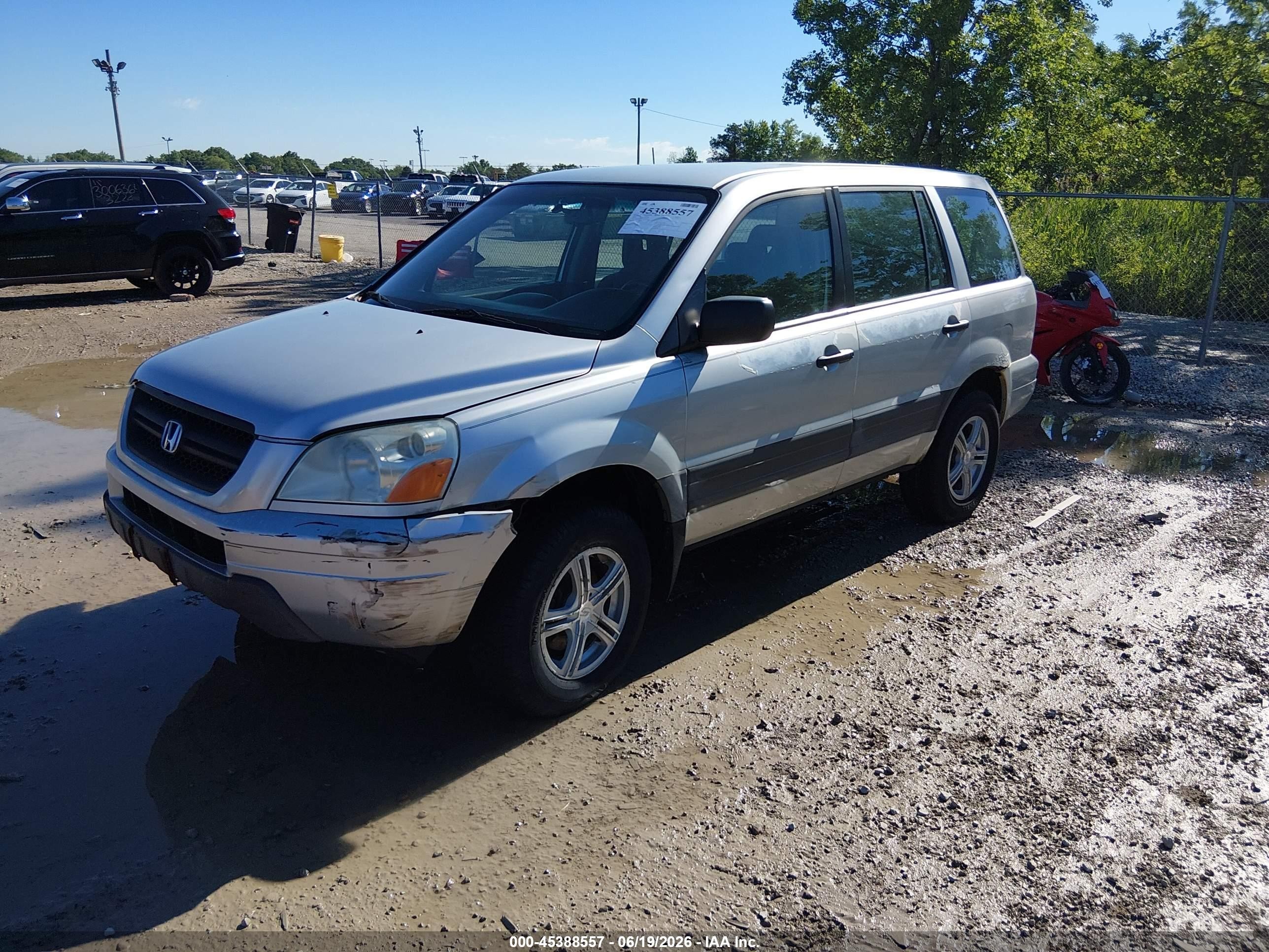 2005 Honda Pilot Lx Silver vin: 2HKYF18175H569054
