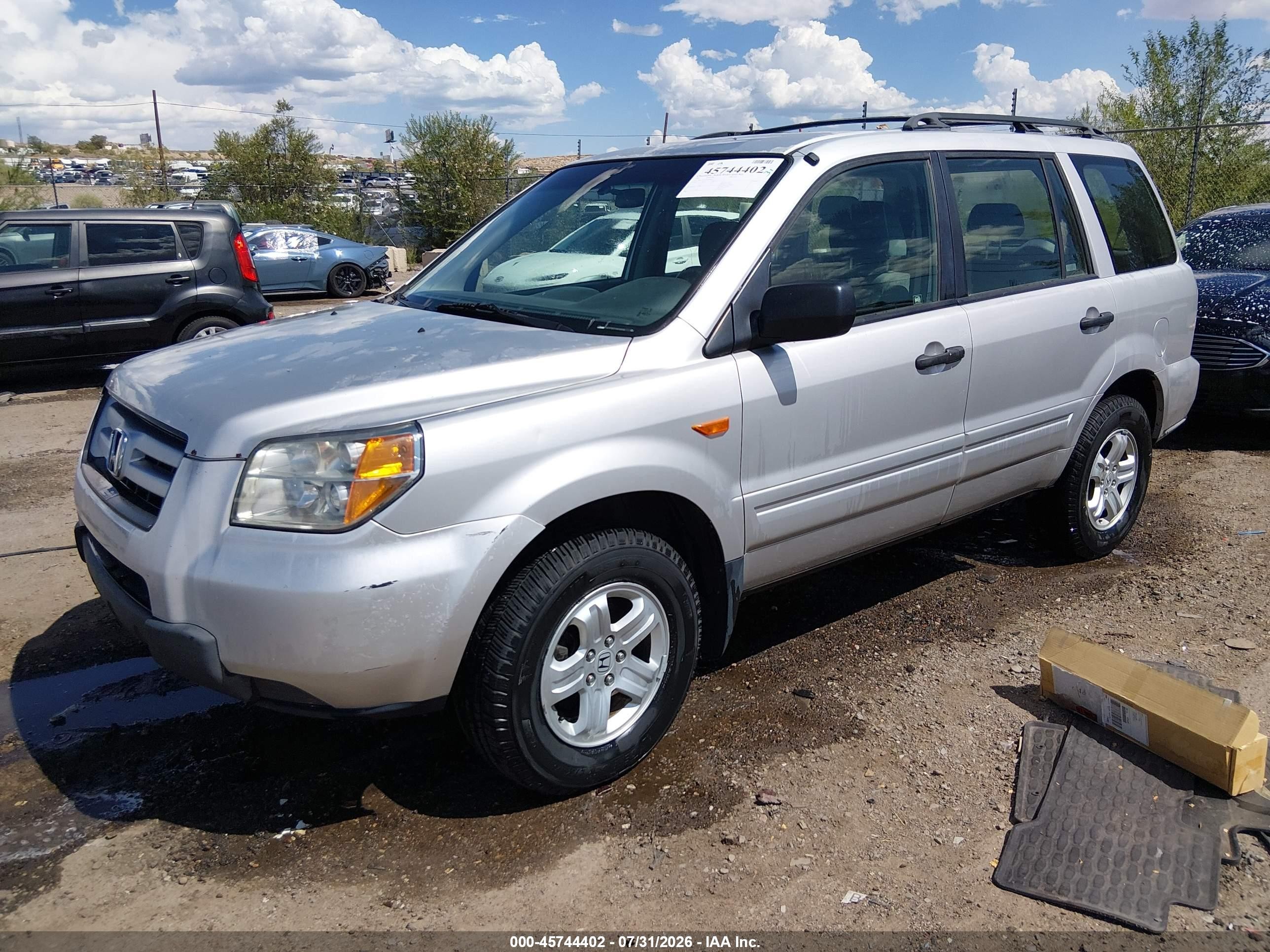2007 Honda Pilot Lx Серебряный vin: 2HKYF18177H538695