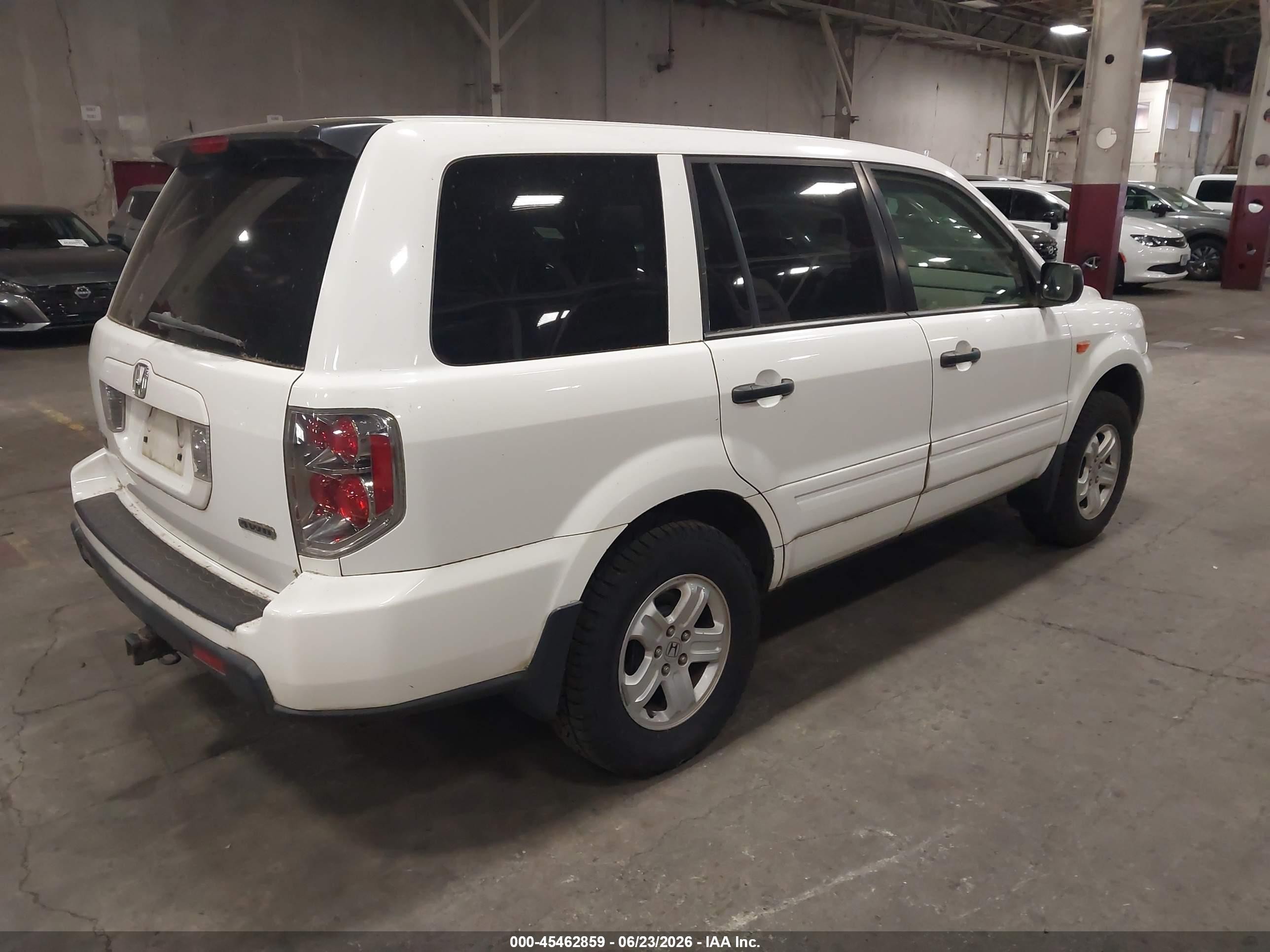 2006 Honda Pilot Lx White vin: 2HKYF18186H554841